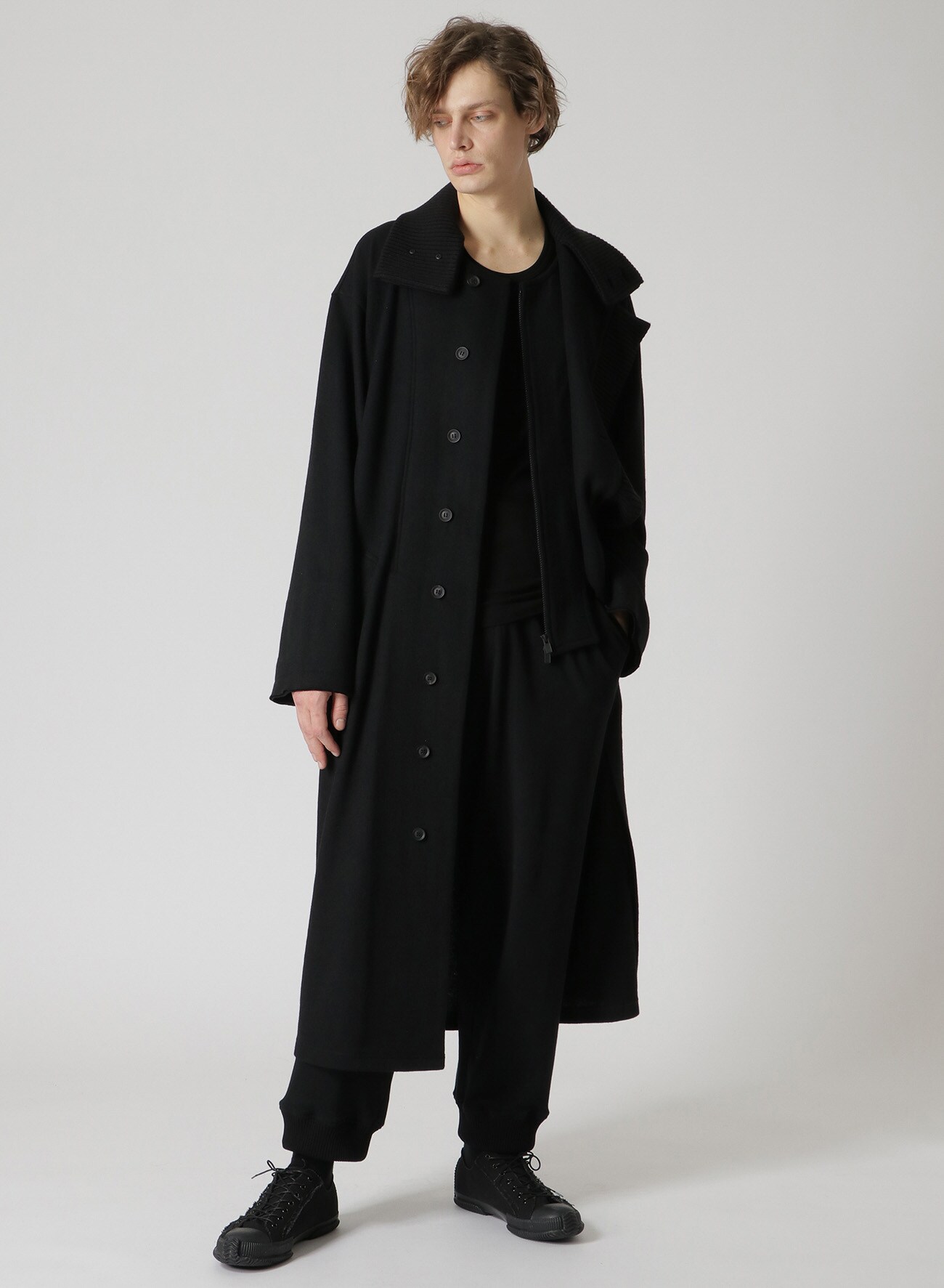SPECIAL SOFT CRADED 1/14 PS LAYERED LIKE LONG COAT(FREE SIZE Black