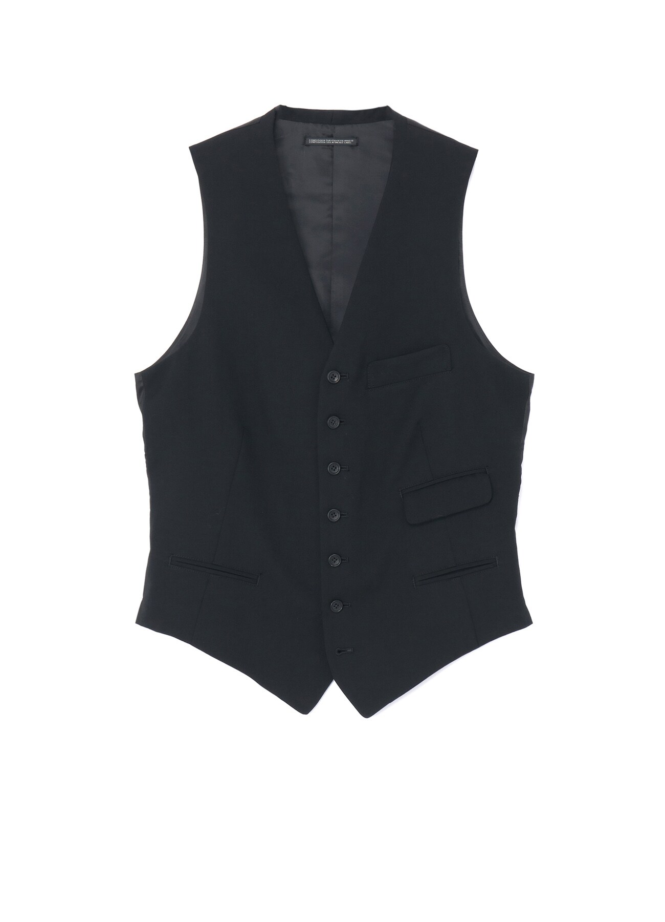 7-BUTTON V-NECK WAISTCOAT(S Black): Yohji Yamamoto POUR HOMME｜THE