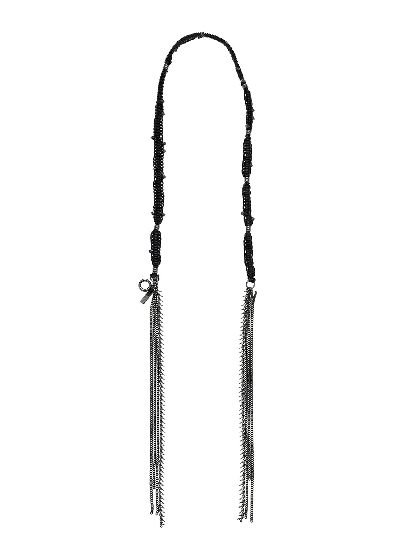 COW LEATHER/BRASS GM LINE KNOT NECKLACE