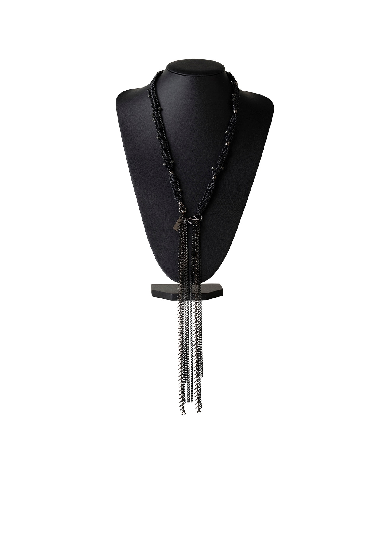 COW LEATHER/BRASS GM LINE KNOT NECKLACE