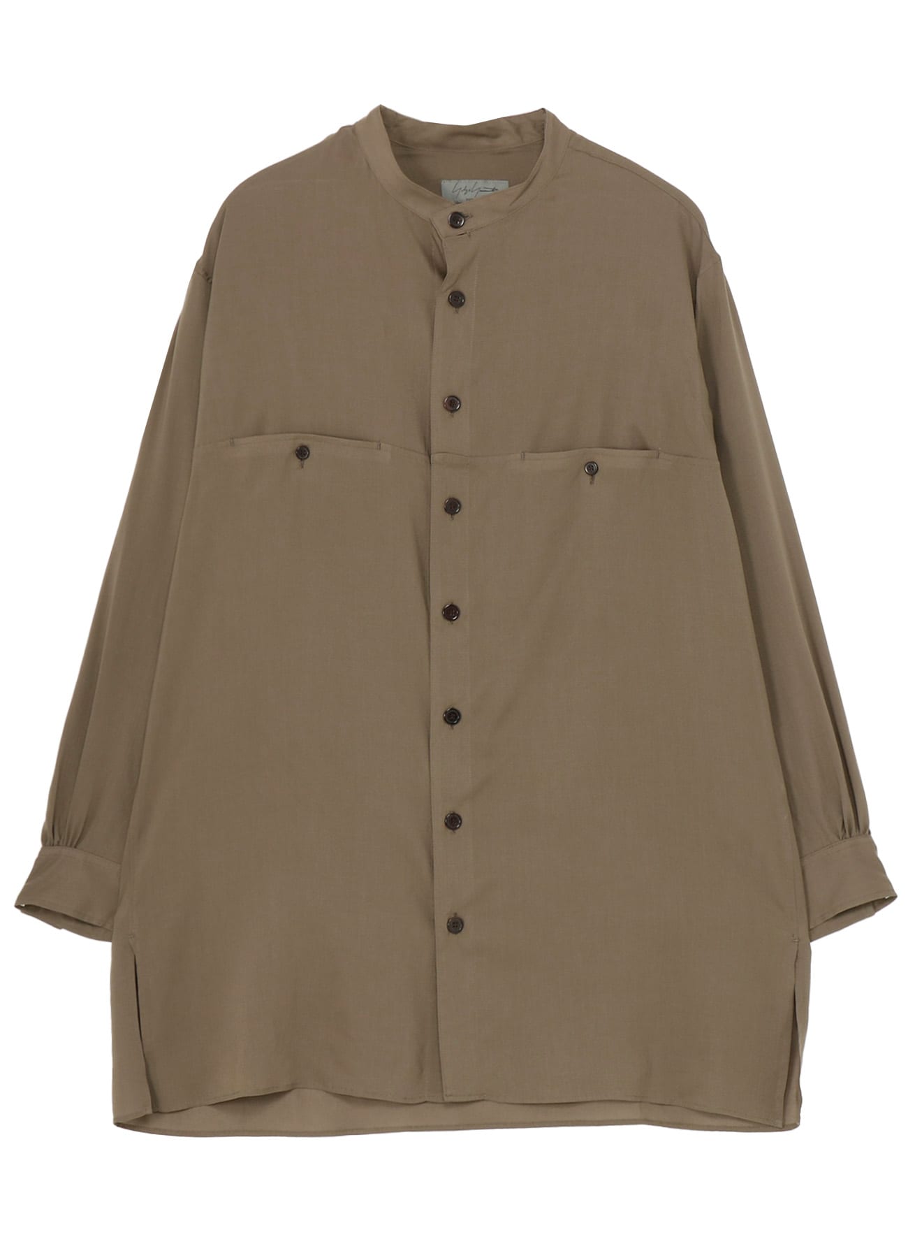 CELLULOSE LAWN STAND COLLAR BLOUSE