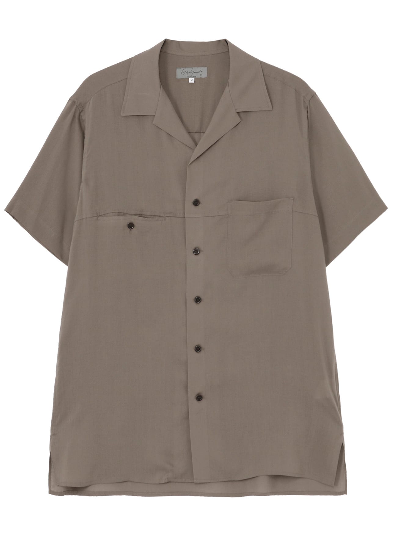 CELLLOSE LAWN PANEL OPEN COLLAR BLOUSE