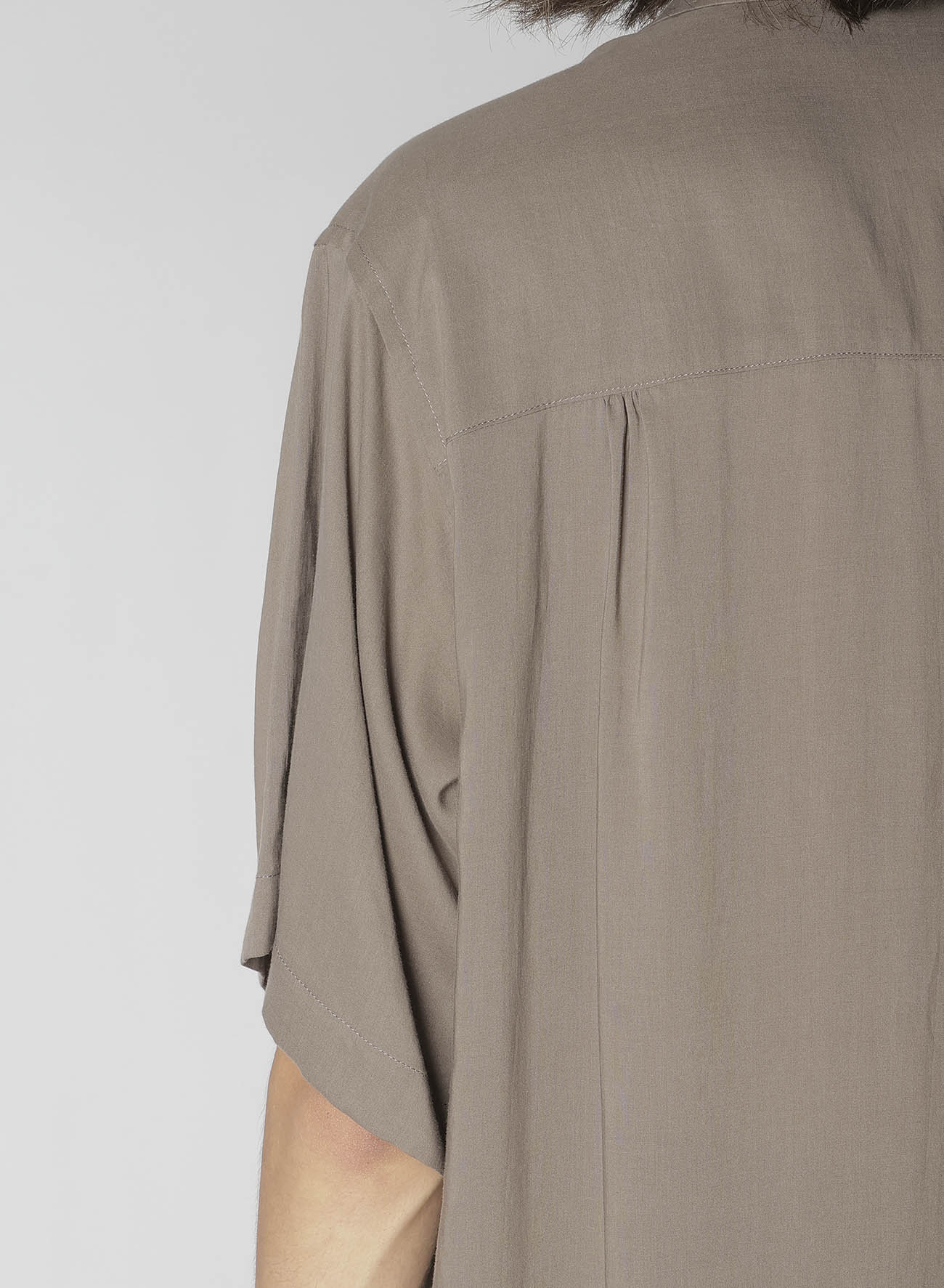 CELLLOSE LAWN PANEL OPEN COLLAR BLOUSE