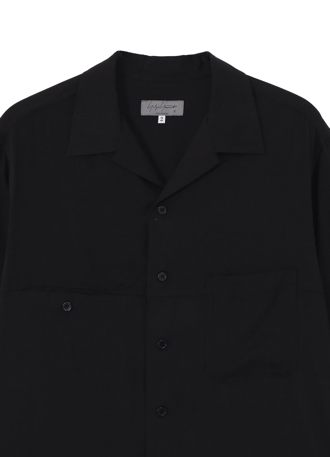 CELLLOSE LAWN PANEL OPEN COLLAR BLOUSE