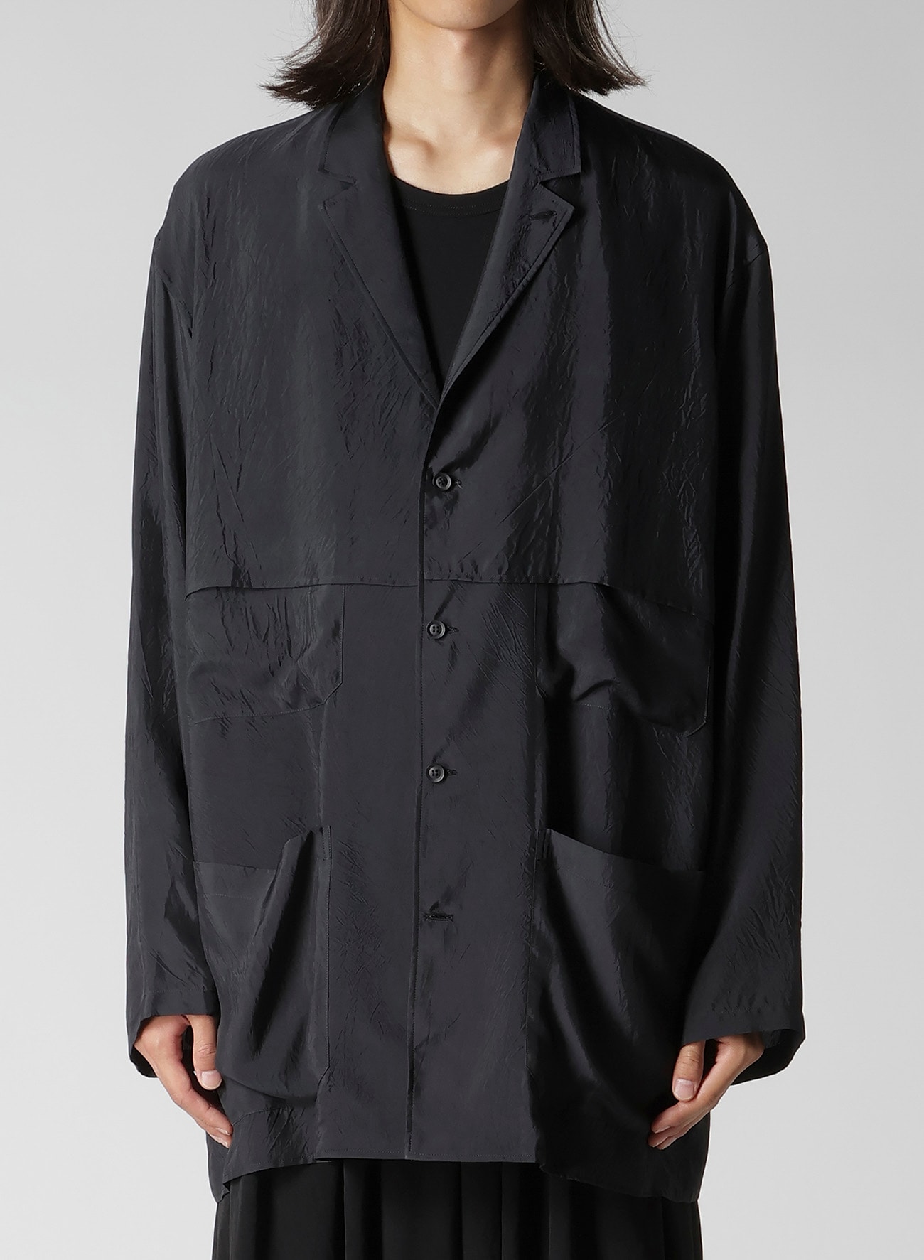 CUPRO TAFFETA FRONT DOUBLE SHIRT JACKET