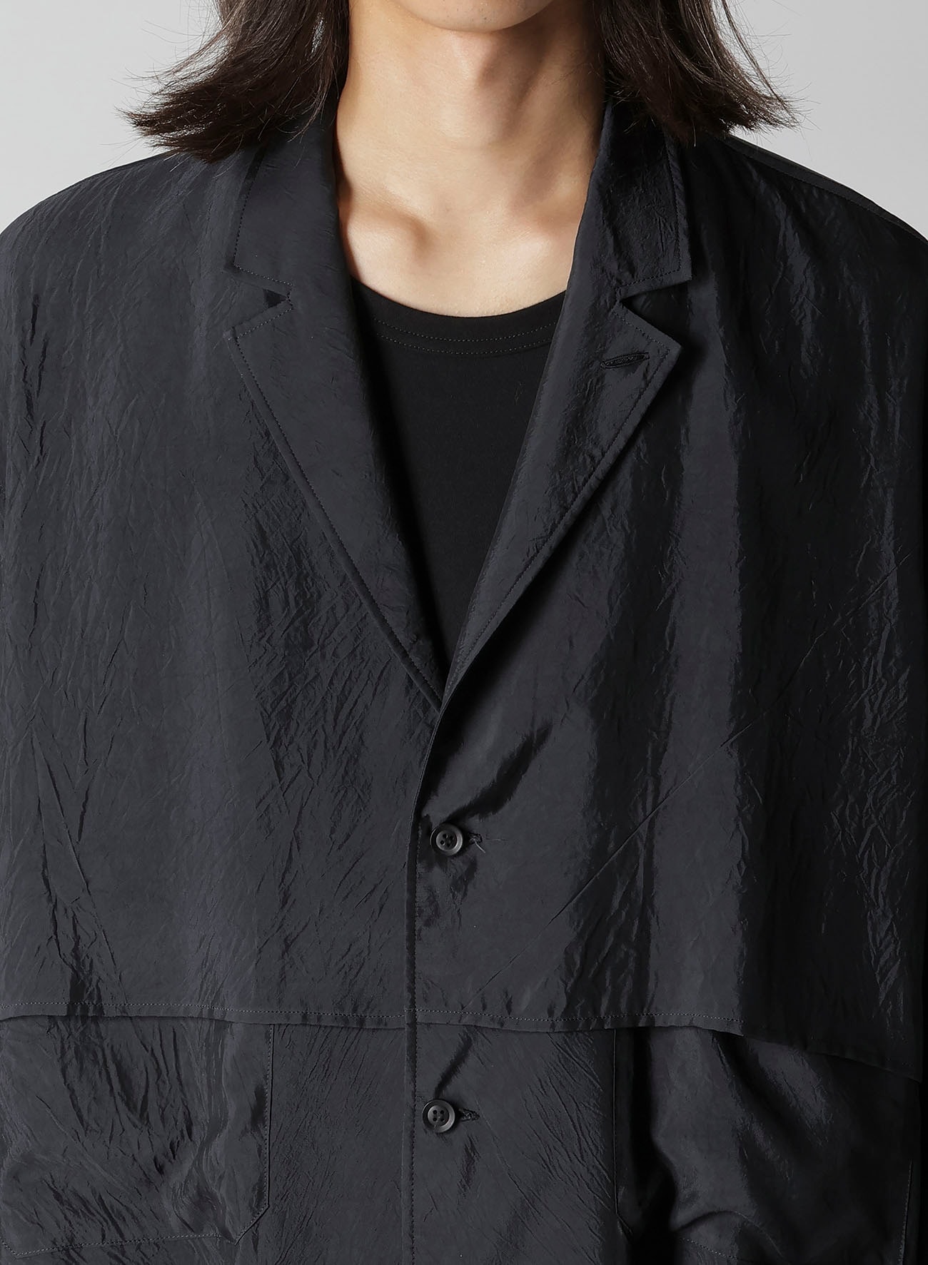 CUPRO TAFFETA FRONT DOUBLE SHIRT JACKET