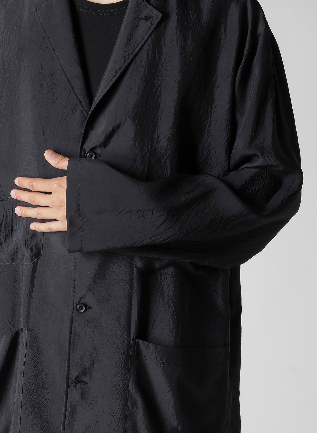 CUPRO TAFFETA FRONT DOUBLE SHIRT JACKET