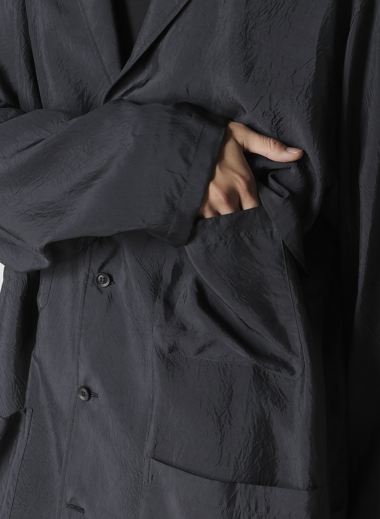 CUPRO TAFFETA FRONT DOUBLE SHIRT JACKET