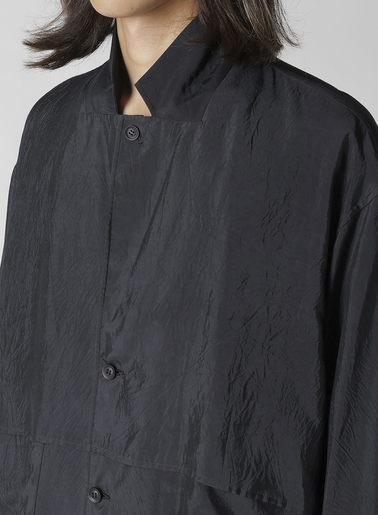 CUPRO TAFFETA FRONT DOUBLE SHIRT JACKET