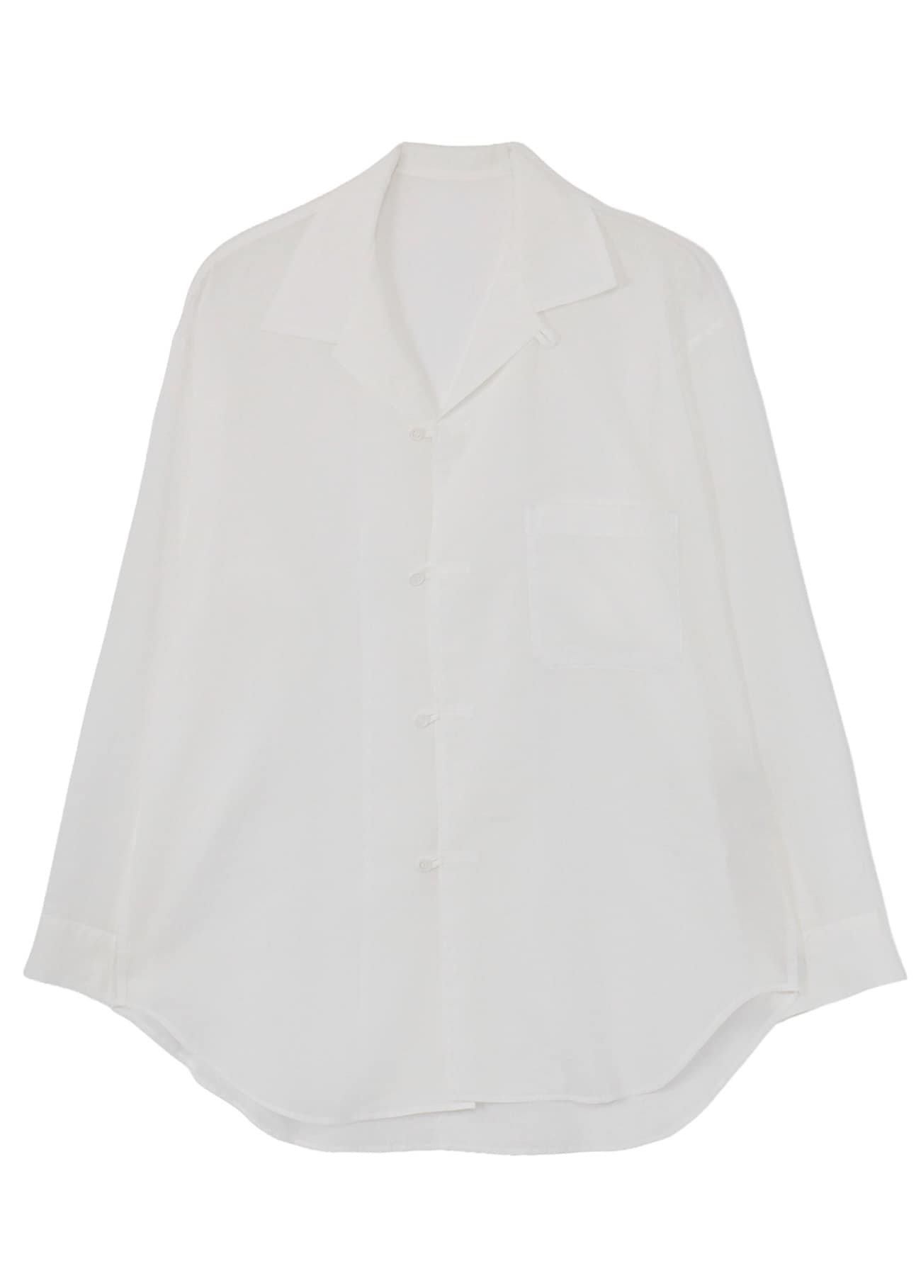 COTTON/LINEN SLAB LAWN OPEN COLLAR BLOUSE