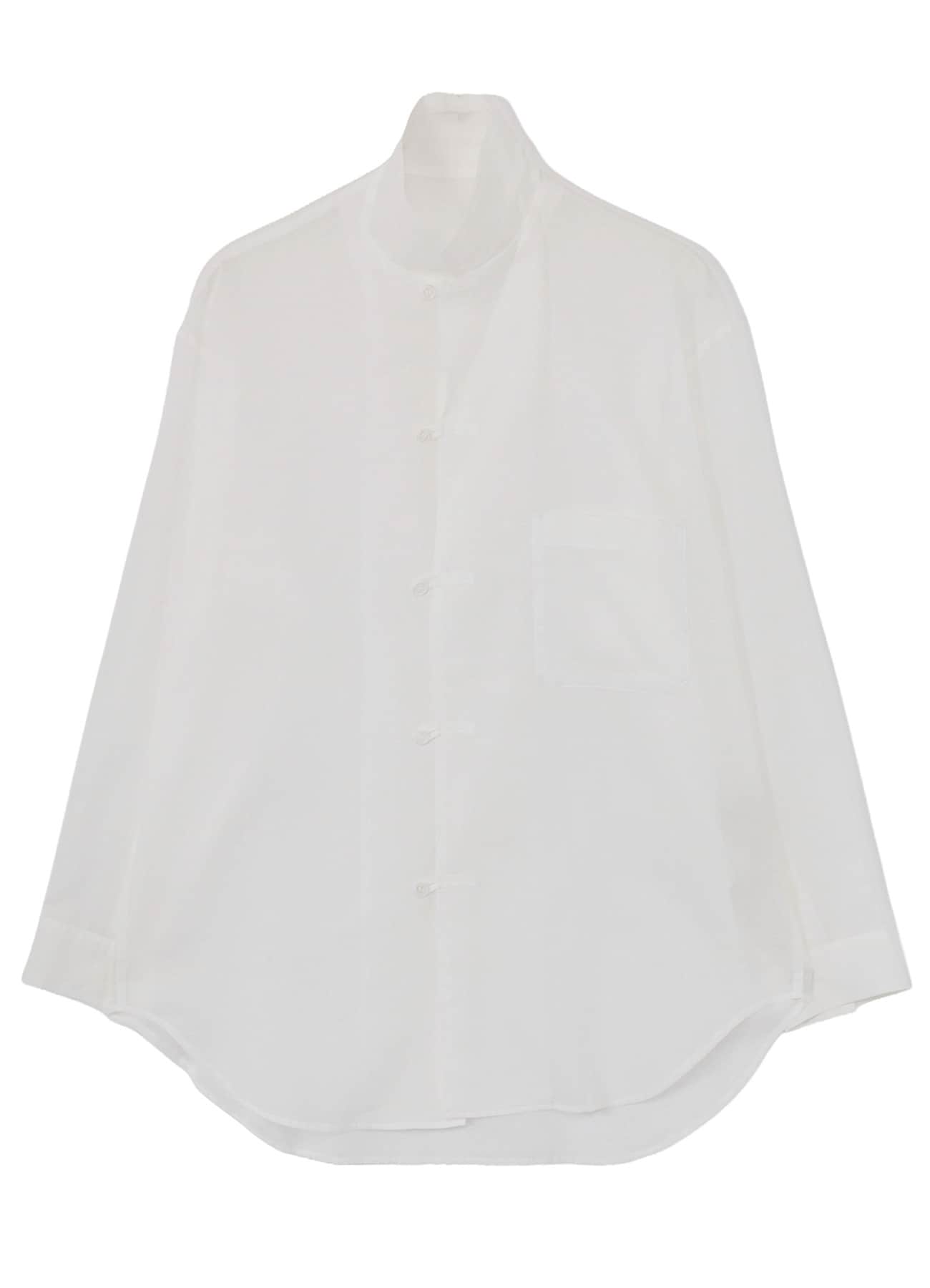 COTTON/LINEN SLAB LAWN OPEN COLLAR BLOUSE
