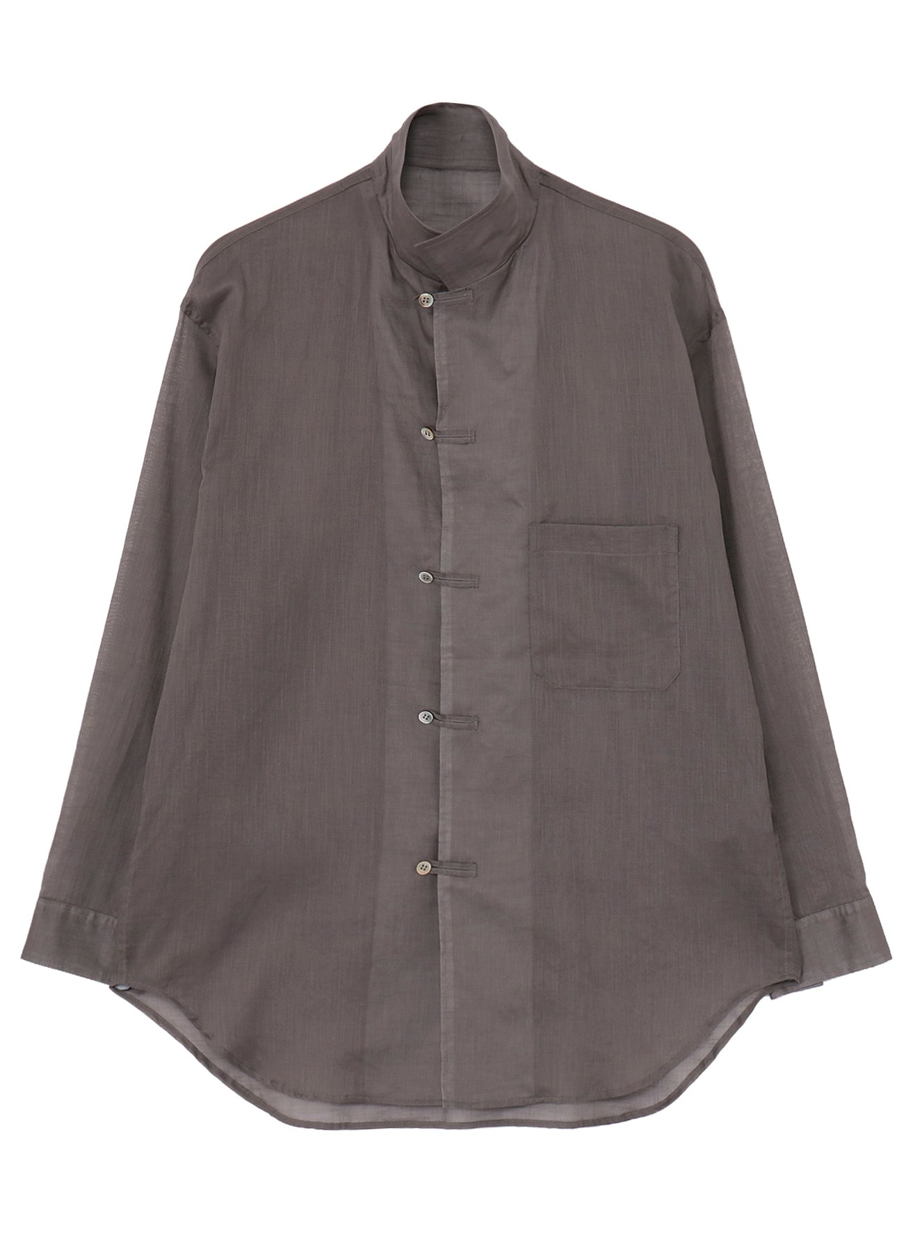 COTTON/LINEN SLAB LAWN OPEN COLLAR BLOUSE