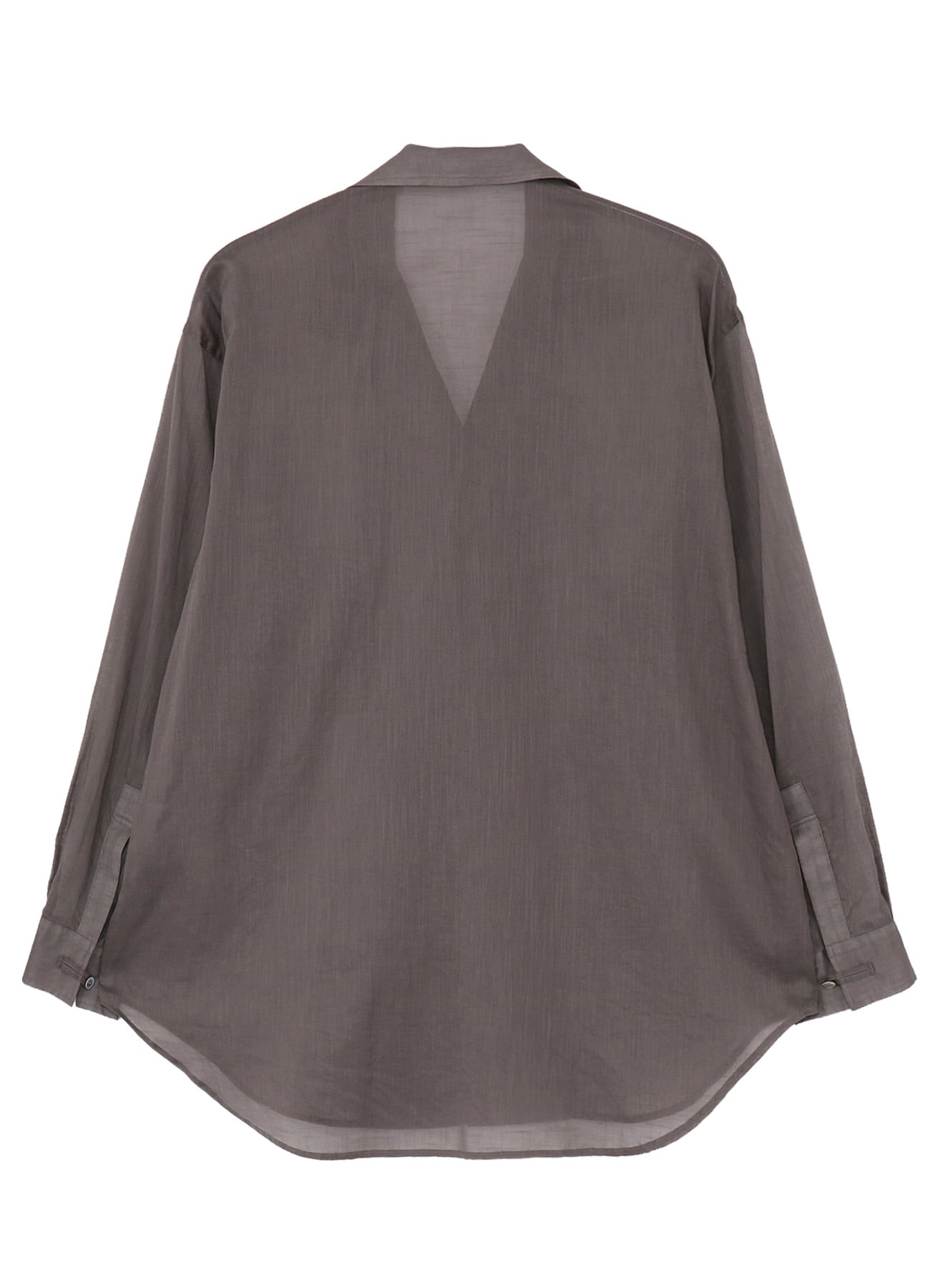 COTTON/LINEN SLAB LAWN OPEN COLLAR BLOUSE