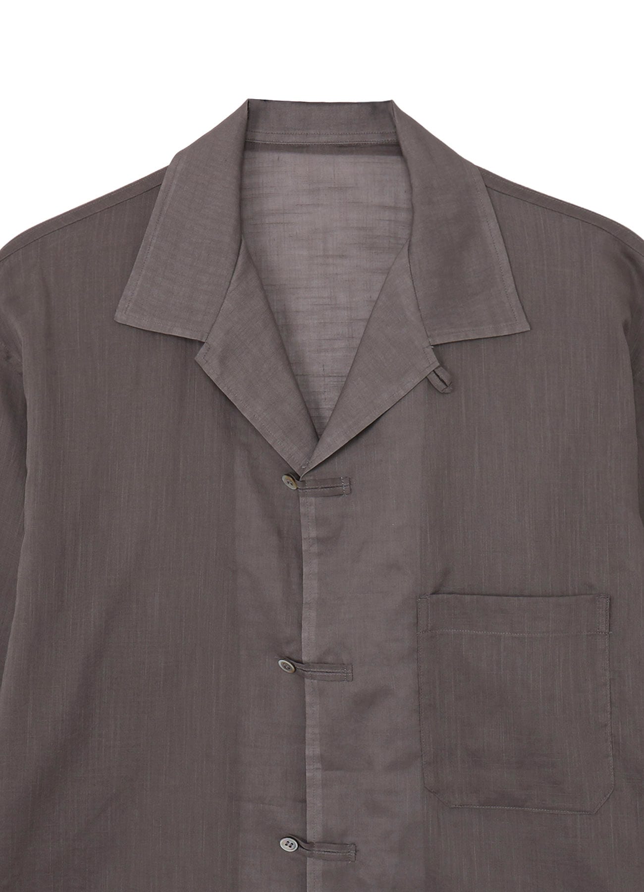 COTTON/LINEN SLAB LAWN OPEN COLLAR BLOUSE