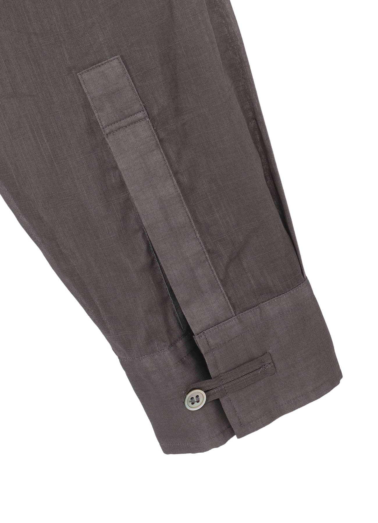 COTTON/LINEN SLAB LAWN OPEN COLLAR BLOUSE