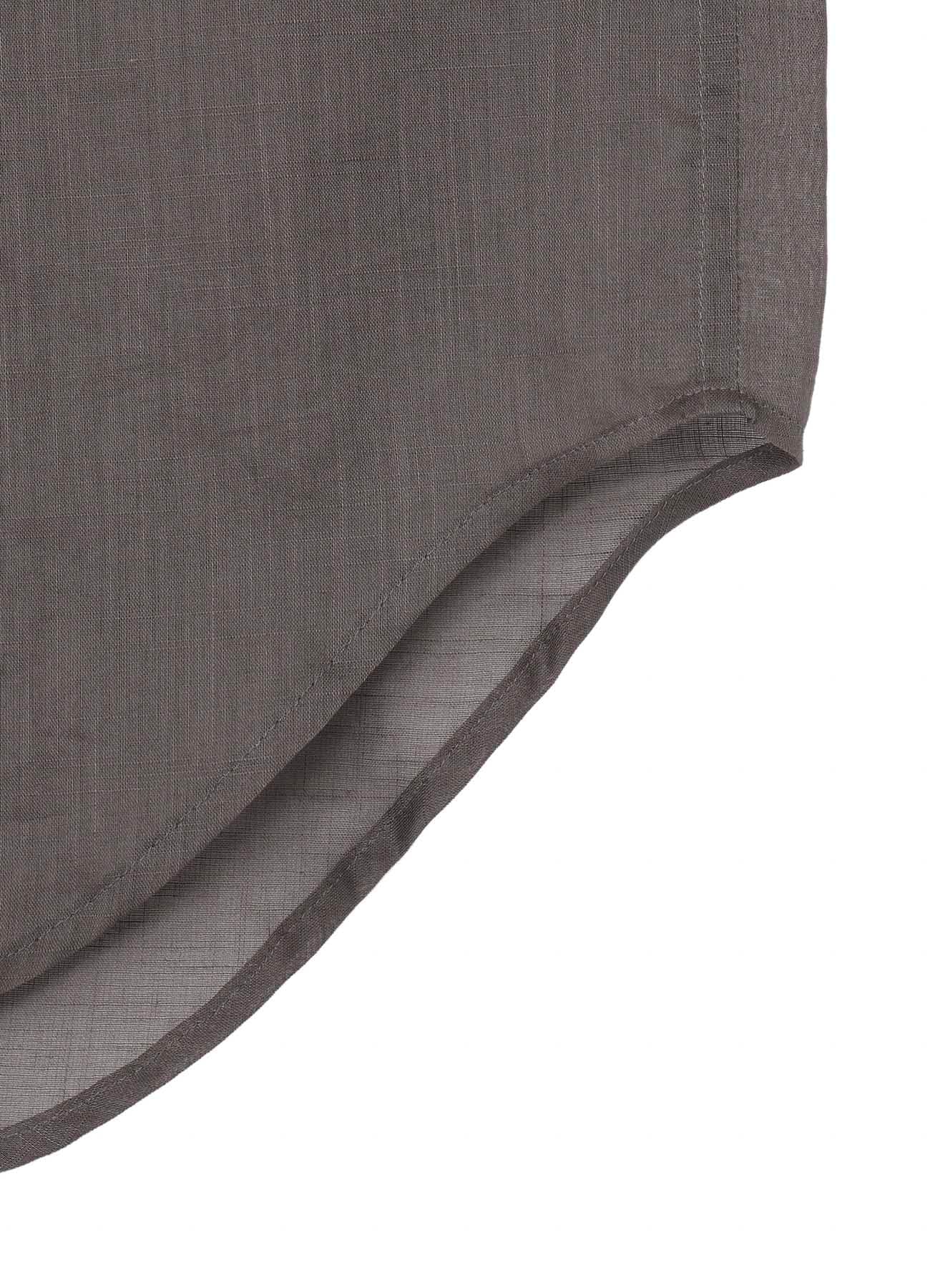 COTTON/LINEN SLAB LAWN OPEN COLLAR BLOUSE