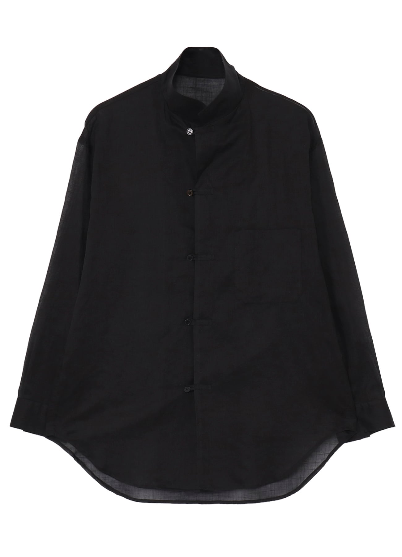 COTTON/LINEN SLAB LAWN OPEN COLLAR BLOUSE