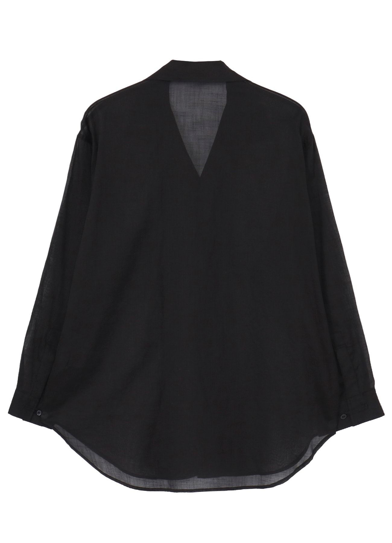 COTTON/LINEN SLAB LAWN OPEN COLLAR BLOUSE