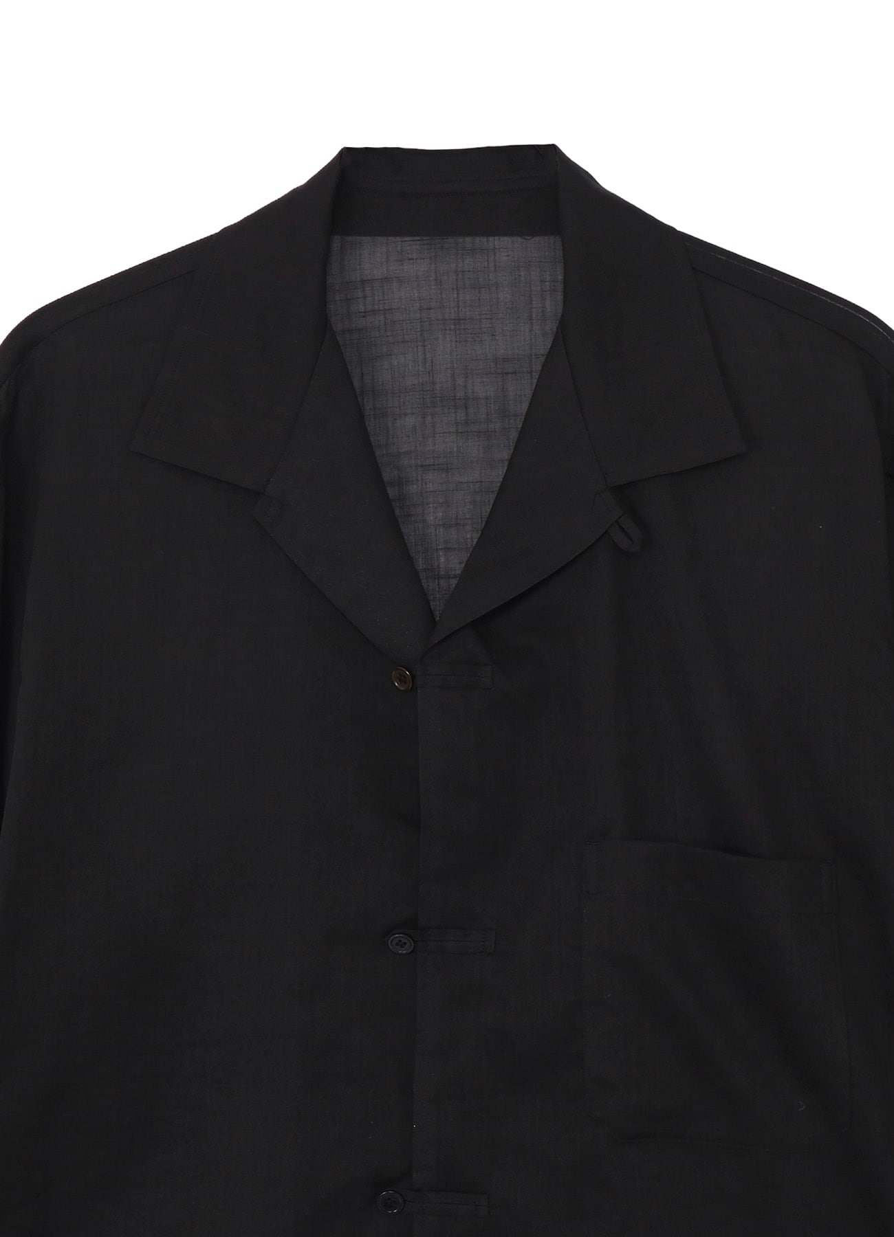 COTTON/LINEN SLAB LAWN OPEN COLLAR BLOUSE