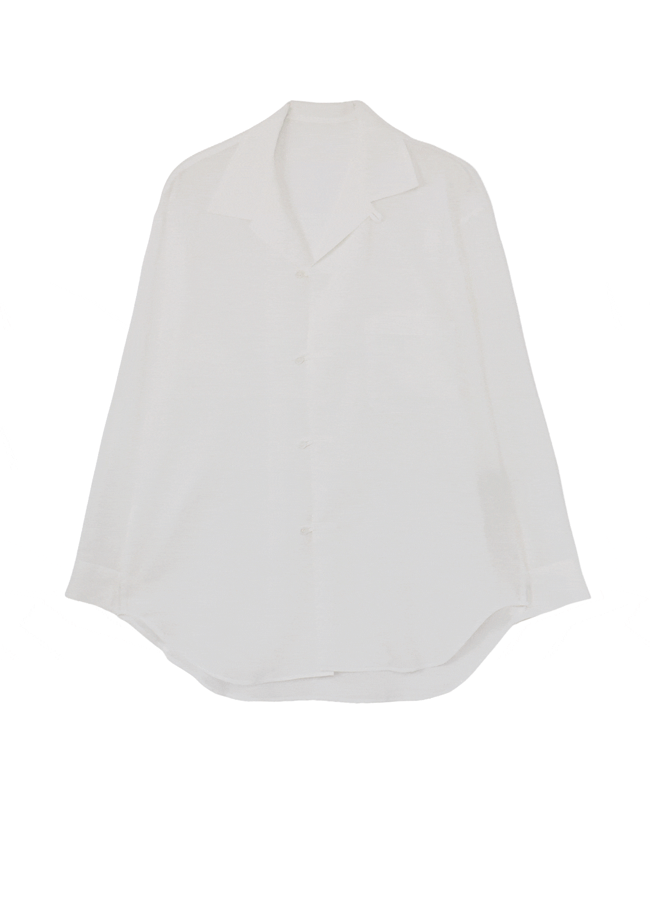 COTTON/LINEN SLAB LAWN OPEN COLLAR BLOUSE