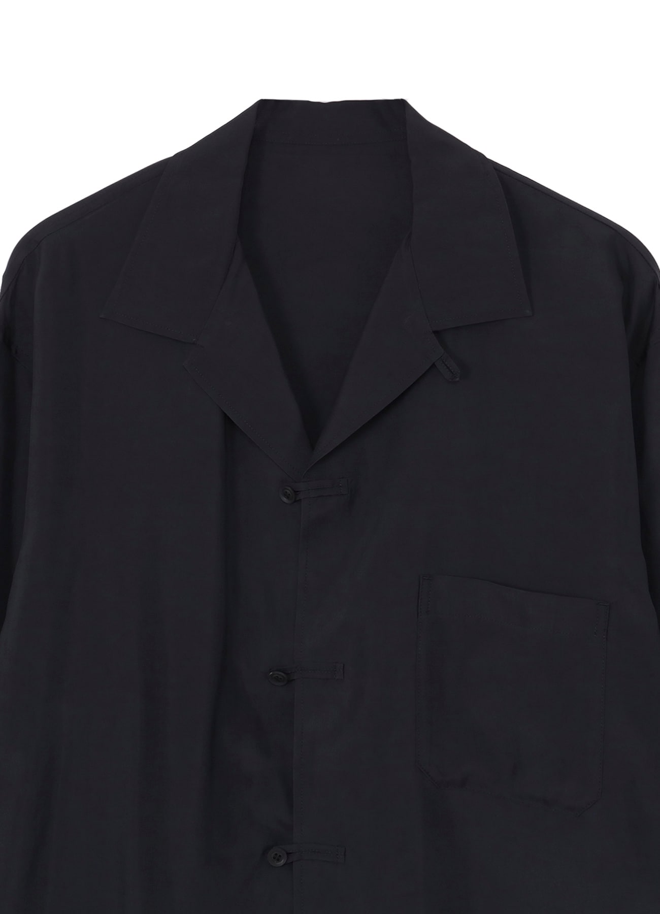 CUPRO TAFFETA LOOP OPEN COLLAR SHIRT