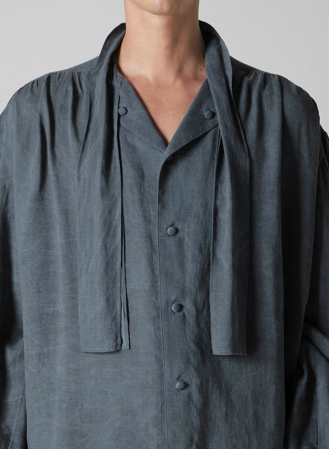 CELLULOSE COATING SCARF GATHER BLOUSE