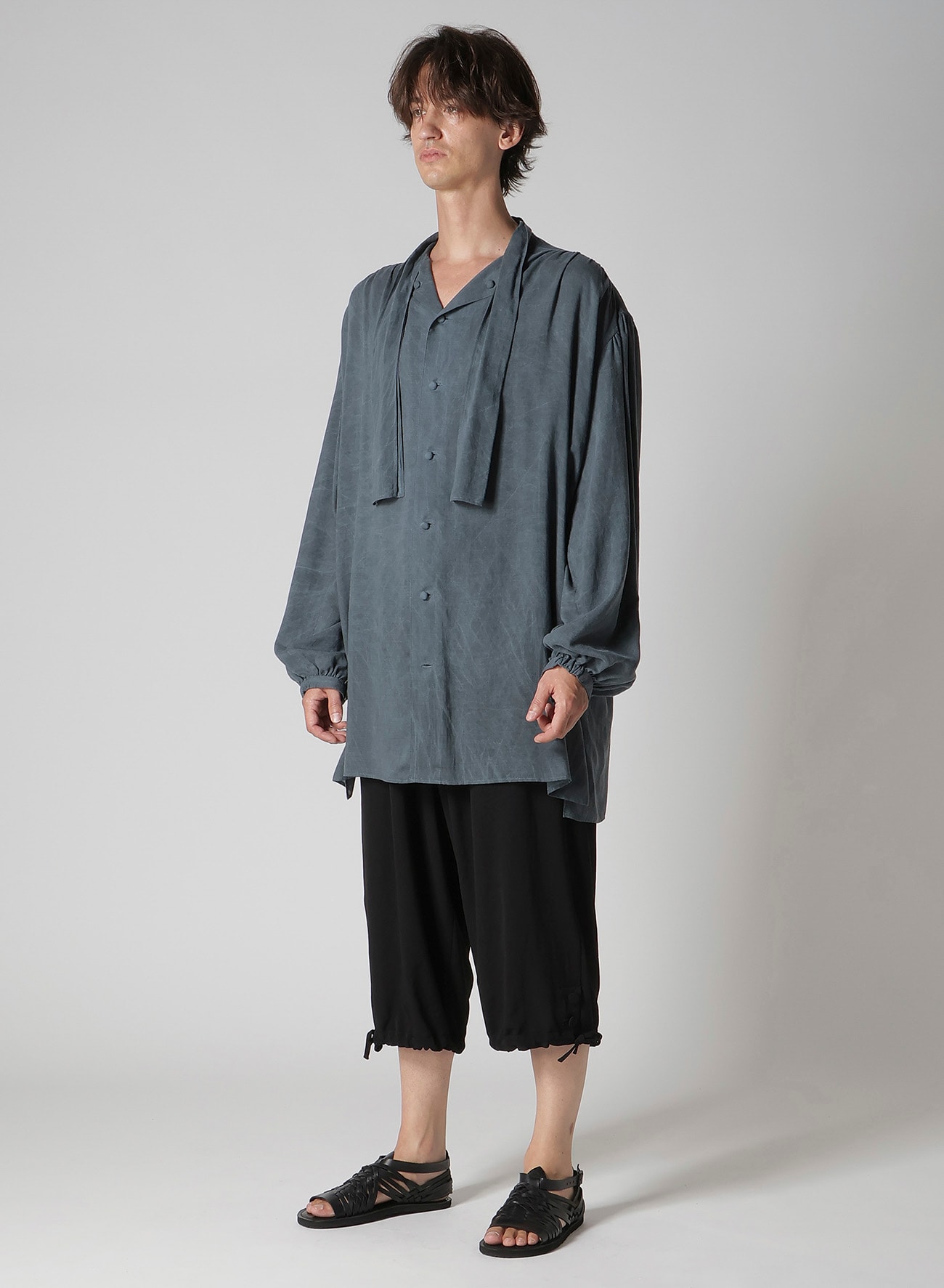 CELLULOSE COATING SCARF GATHER BLOUSE