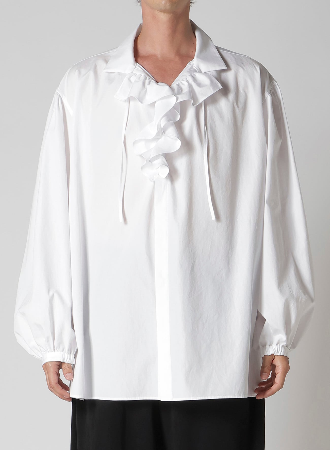 COTTON BROAD FRILLED GATHER BLOUSE
