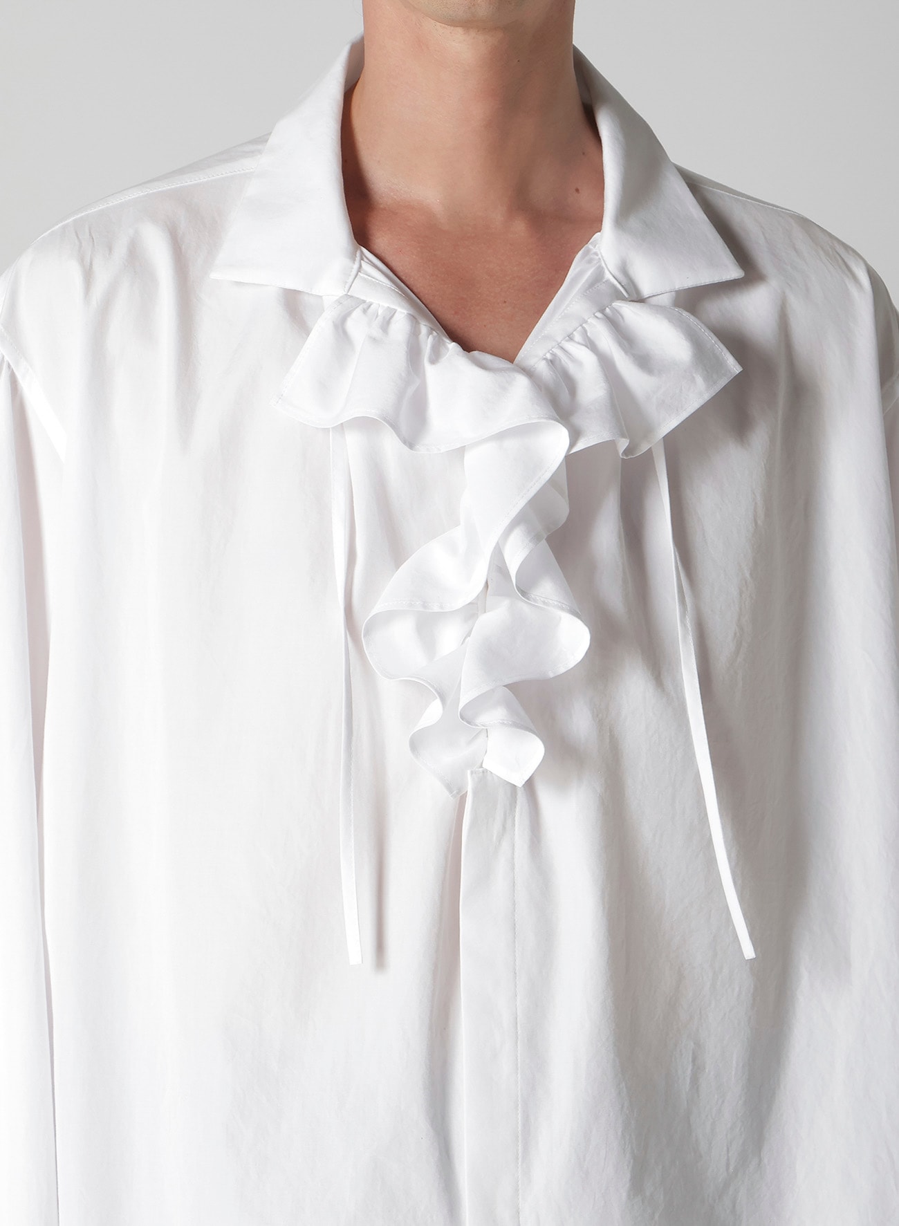 COTTON BROAD FRILLED GATHER BLOUSE