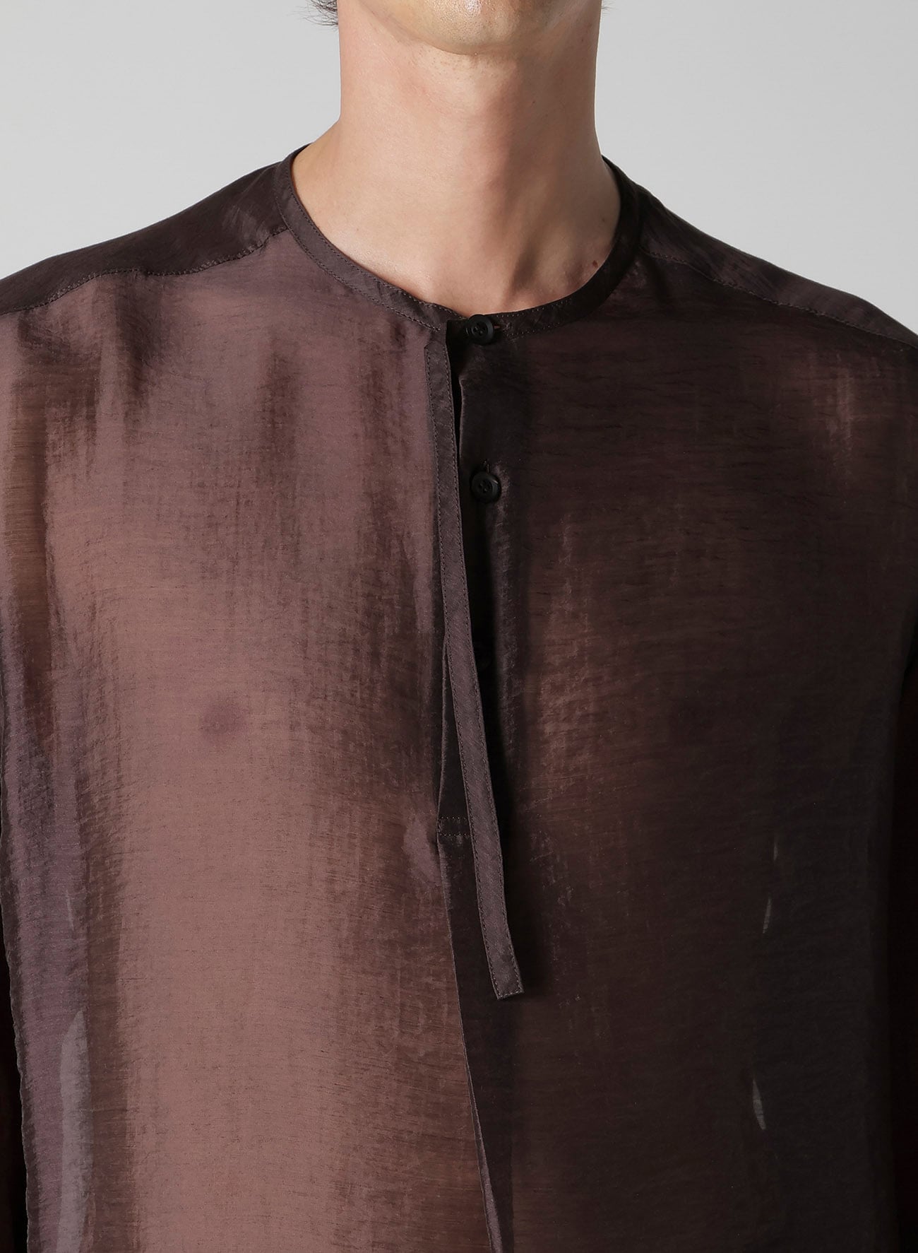 LY/NY LAWN GATHER SLEEVE STAND BLOUSE