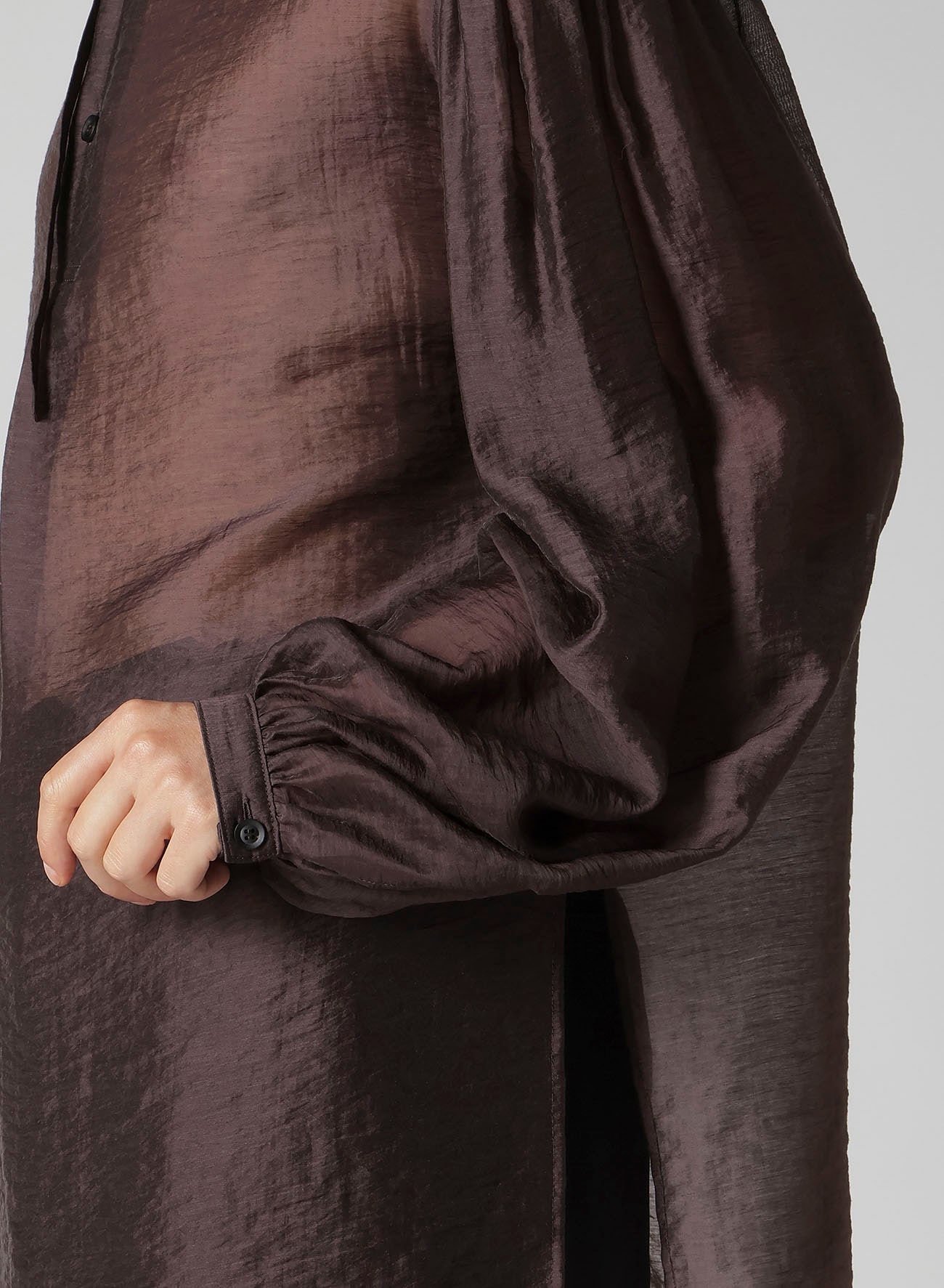 LY/NY LAWN GATHER SLEEVE STAND BLOUSE