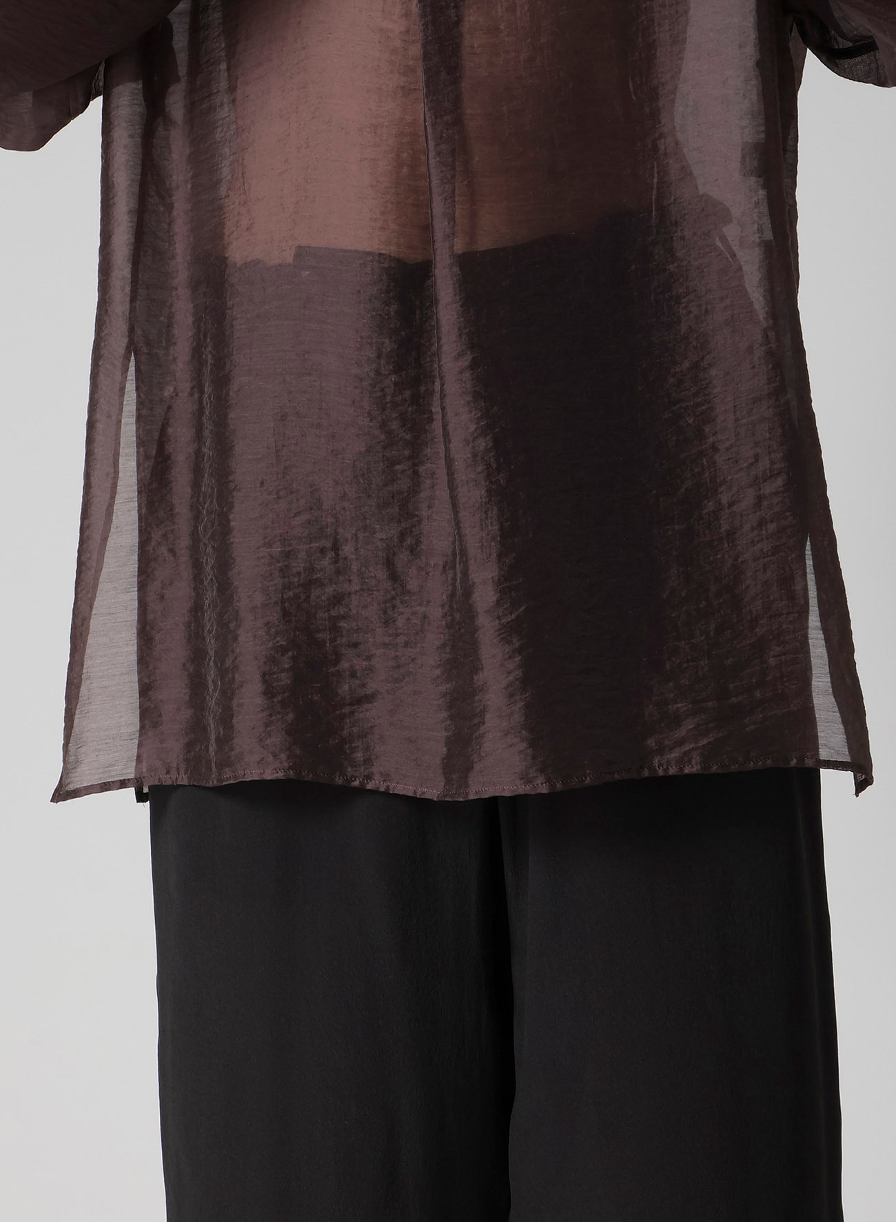 LY/NY LAWN GATHER SLEEVE STAND BLOUSE