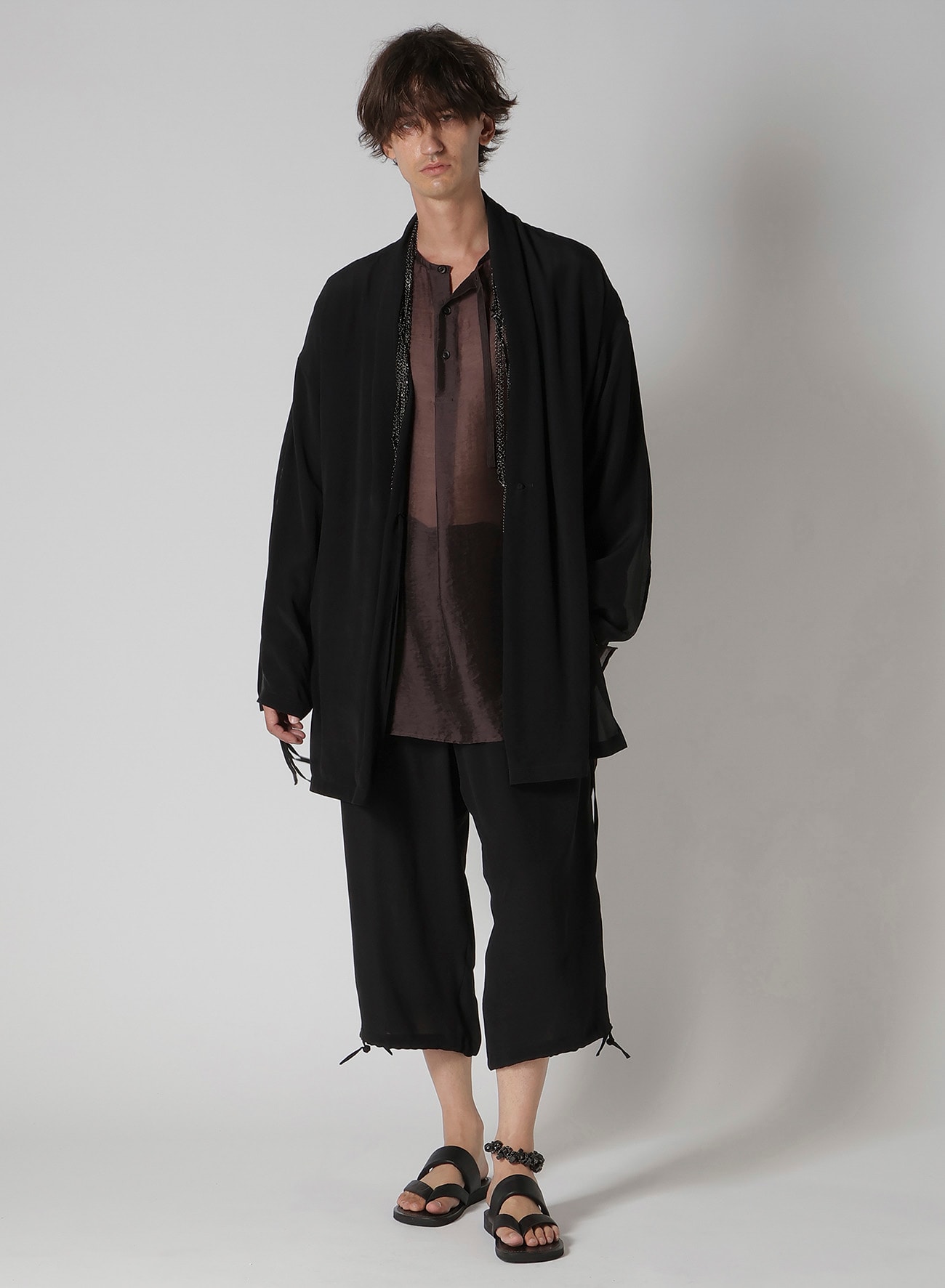 LY/NY LAWN GATHER SLEEVE STAND BLOUSE