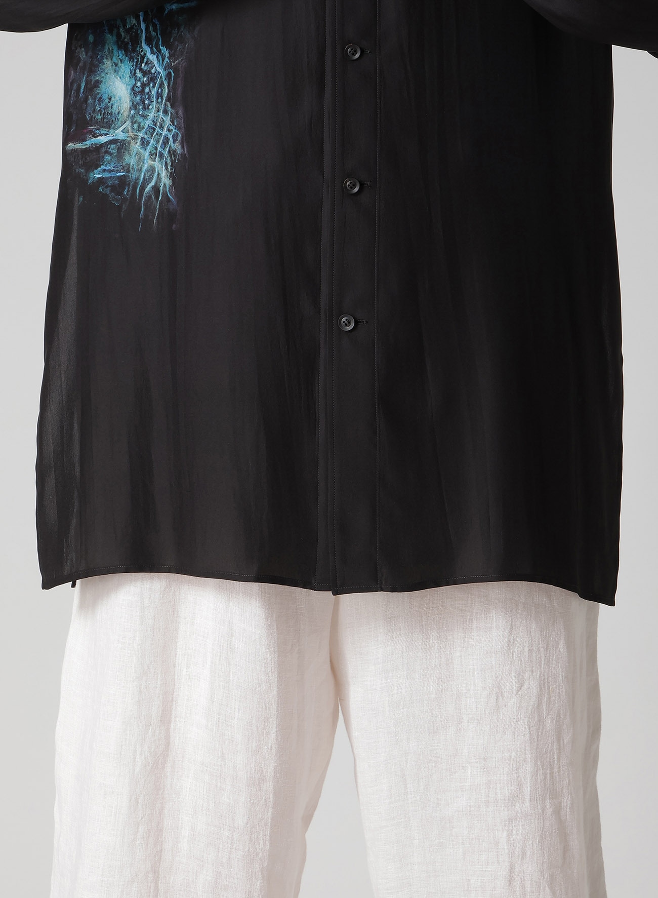 SEA MOTIF PRINTED SCARF COLLAR BLOUSE