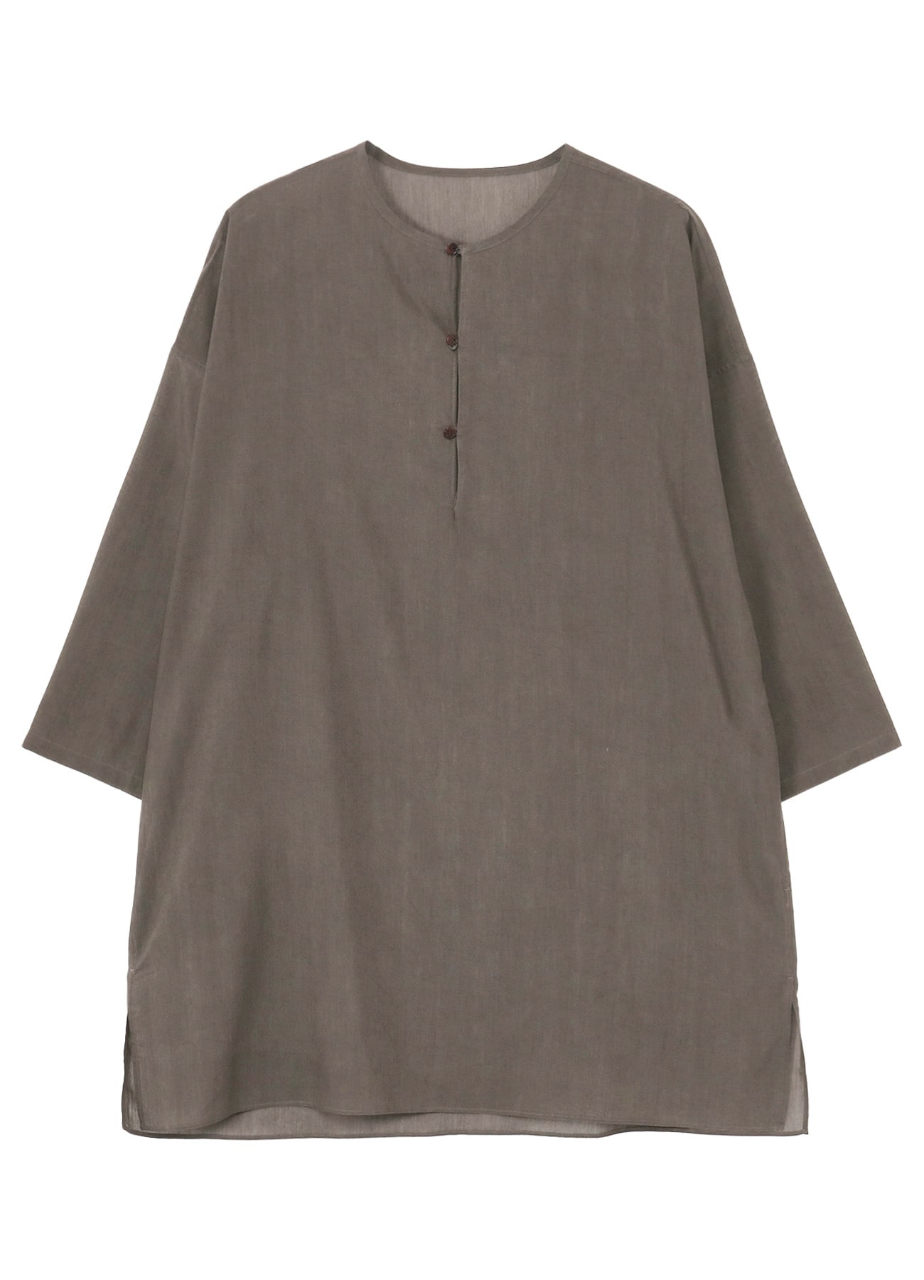 COTTON LAWN INK DYED GUESSETED COLLARLESS BLOUSE