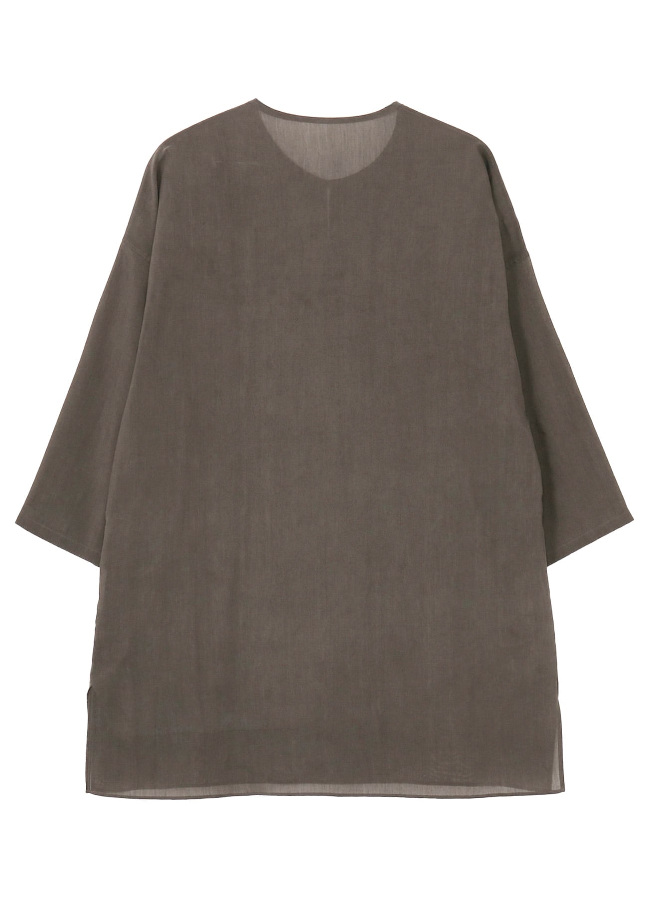 COTTON LAWN INK DYED GUESSETED COLLARLESS BLOUSE