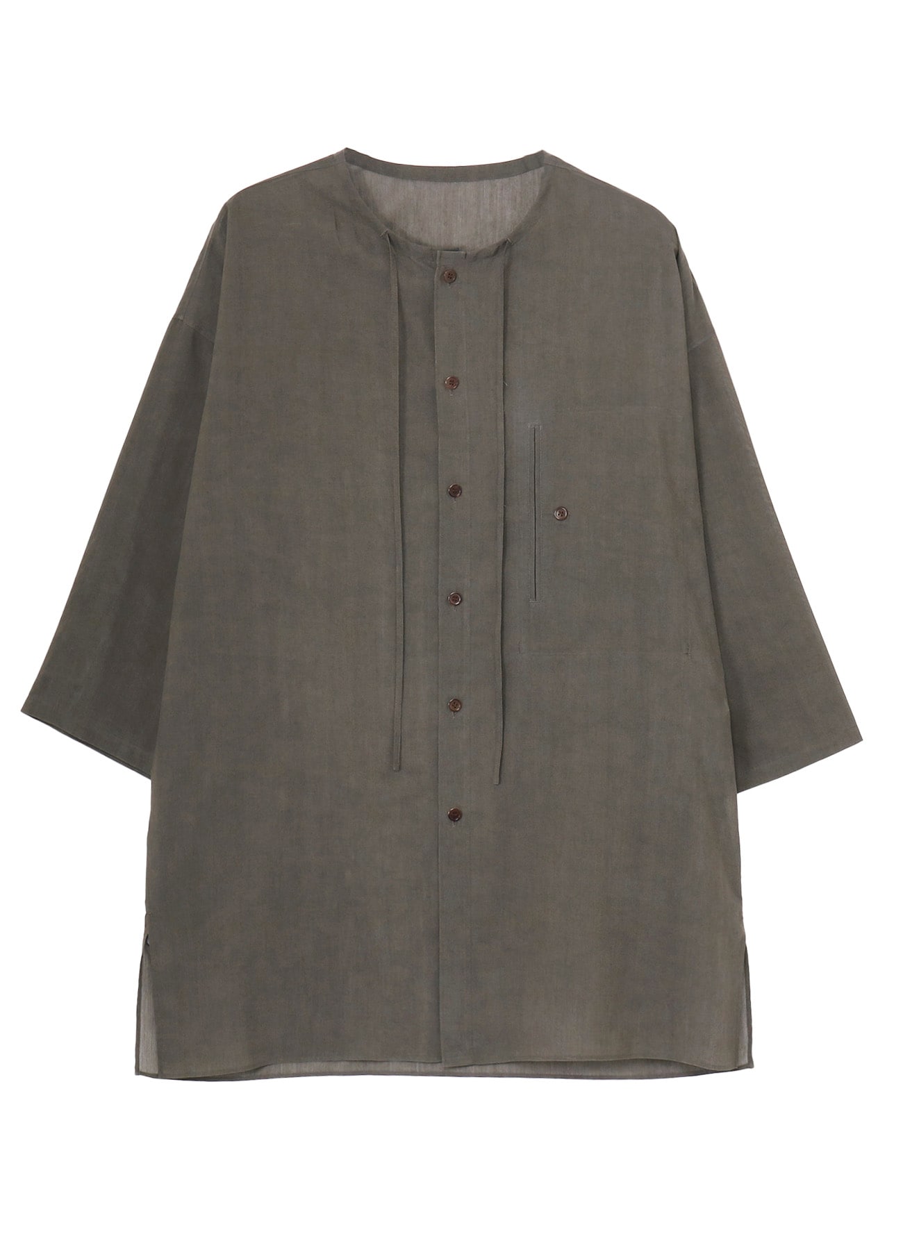 COTTON LAWN INK DYED GUESSETED STRING COLLAR BLOUSE