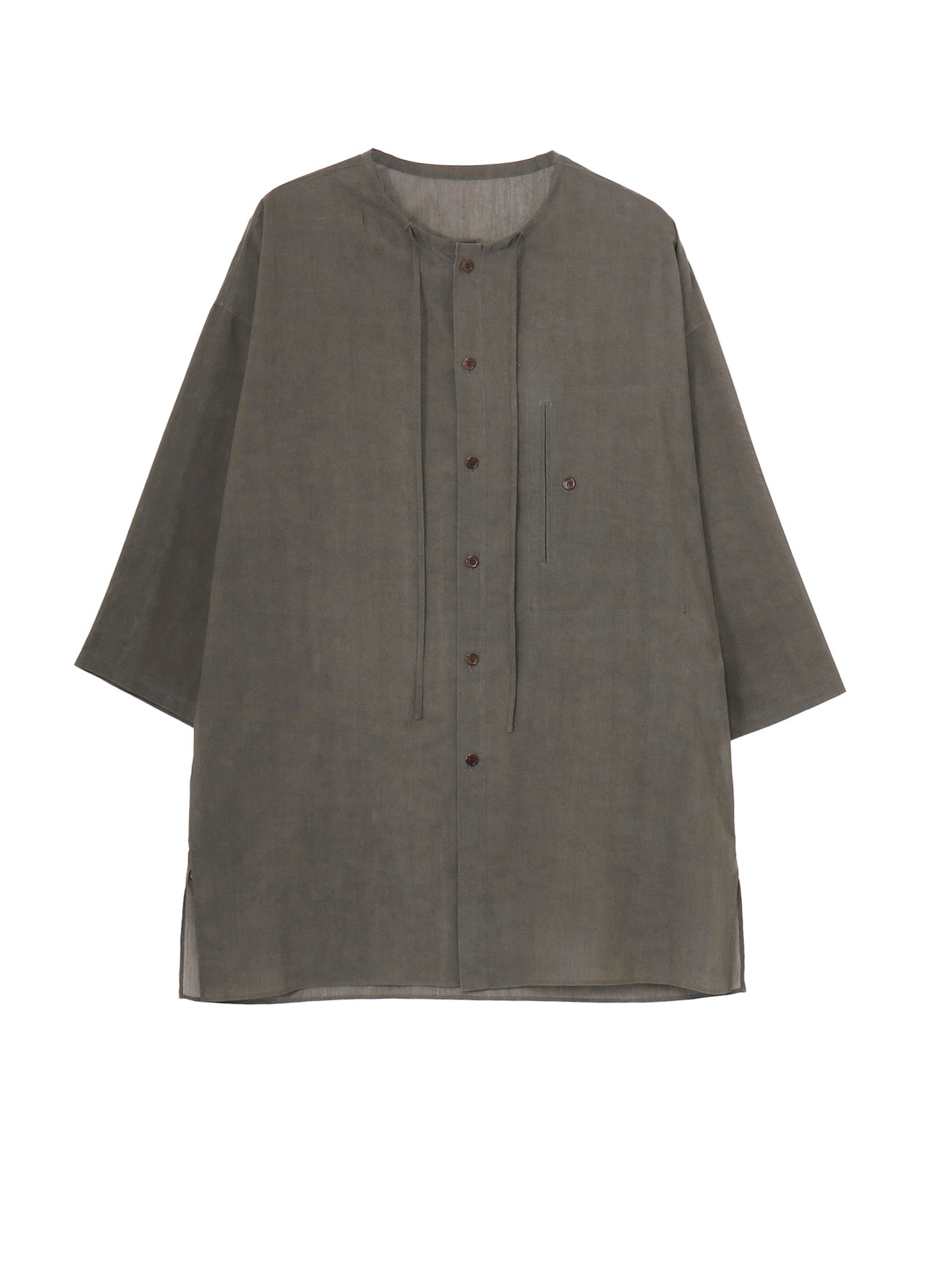 COTTON LAWN INK DYED GUESSETED STRING COLLAR BLOUSE