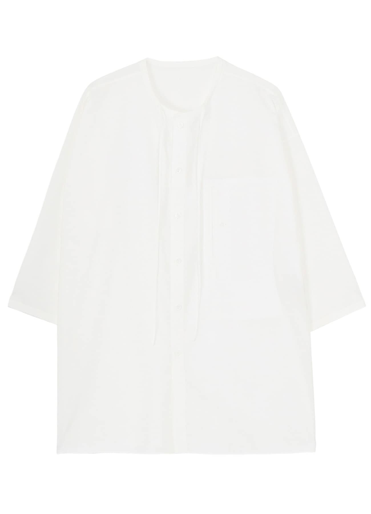COTTON BROAD GUESSETED STRING COLLAR BLOUSE