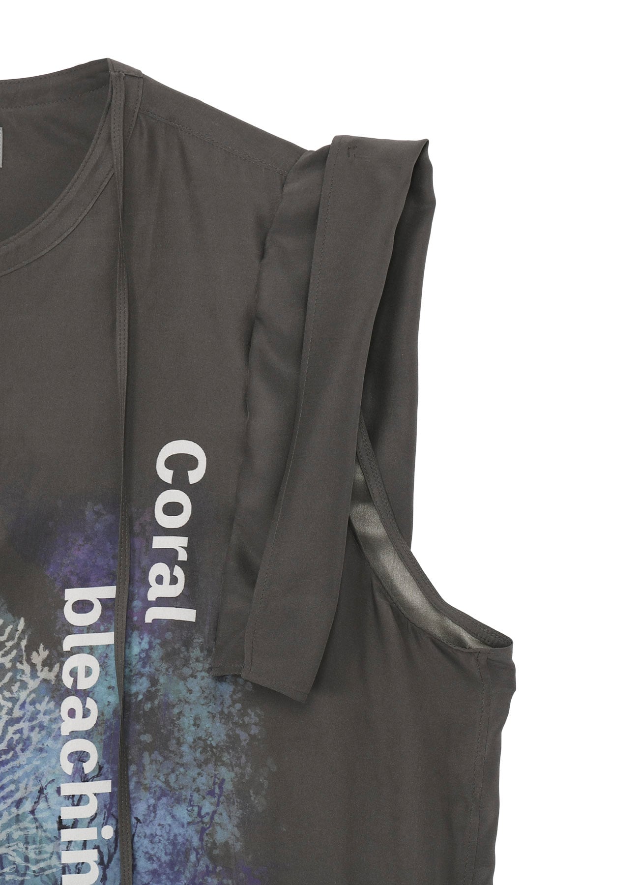 CORAL INK DYED SLEEVELESS STRING COLLAR BLOUSE