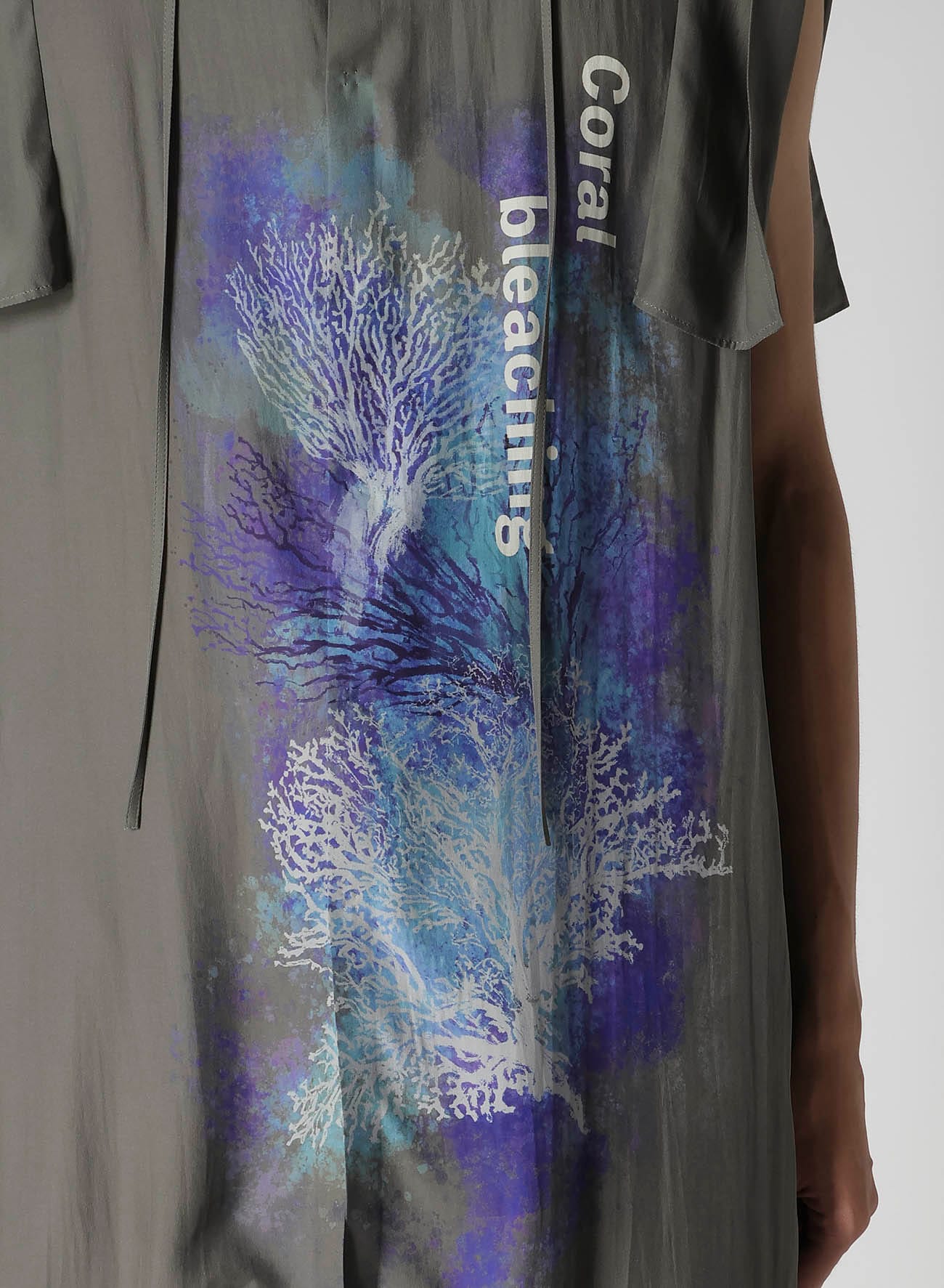 CORAL INK DYED SLEEVELESS STRING COLLAR BLOUSE