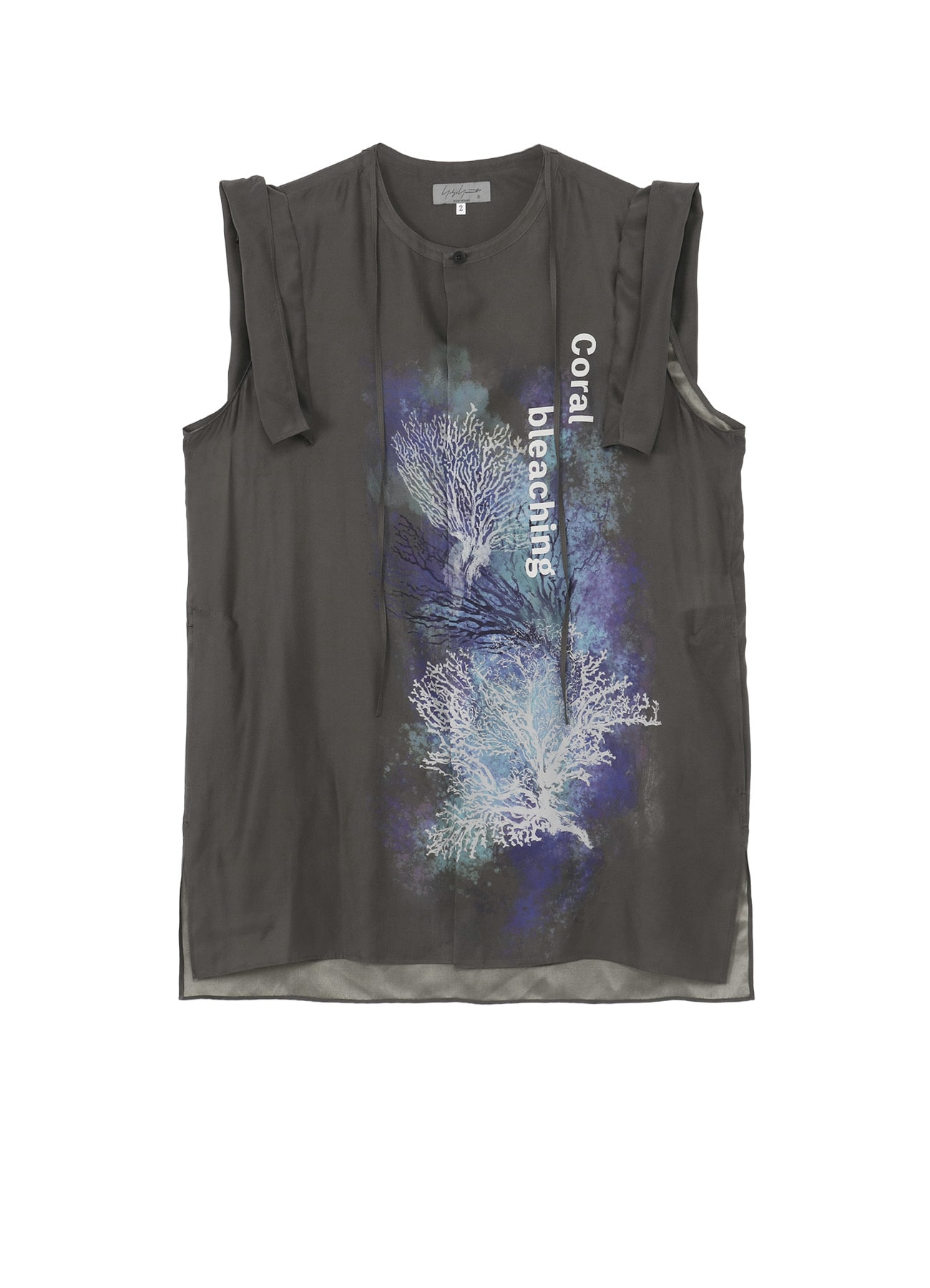 CORAL INK DYED SLEEVELESS STRING COLLAR BLOUSE