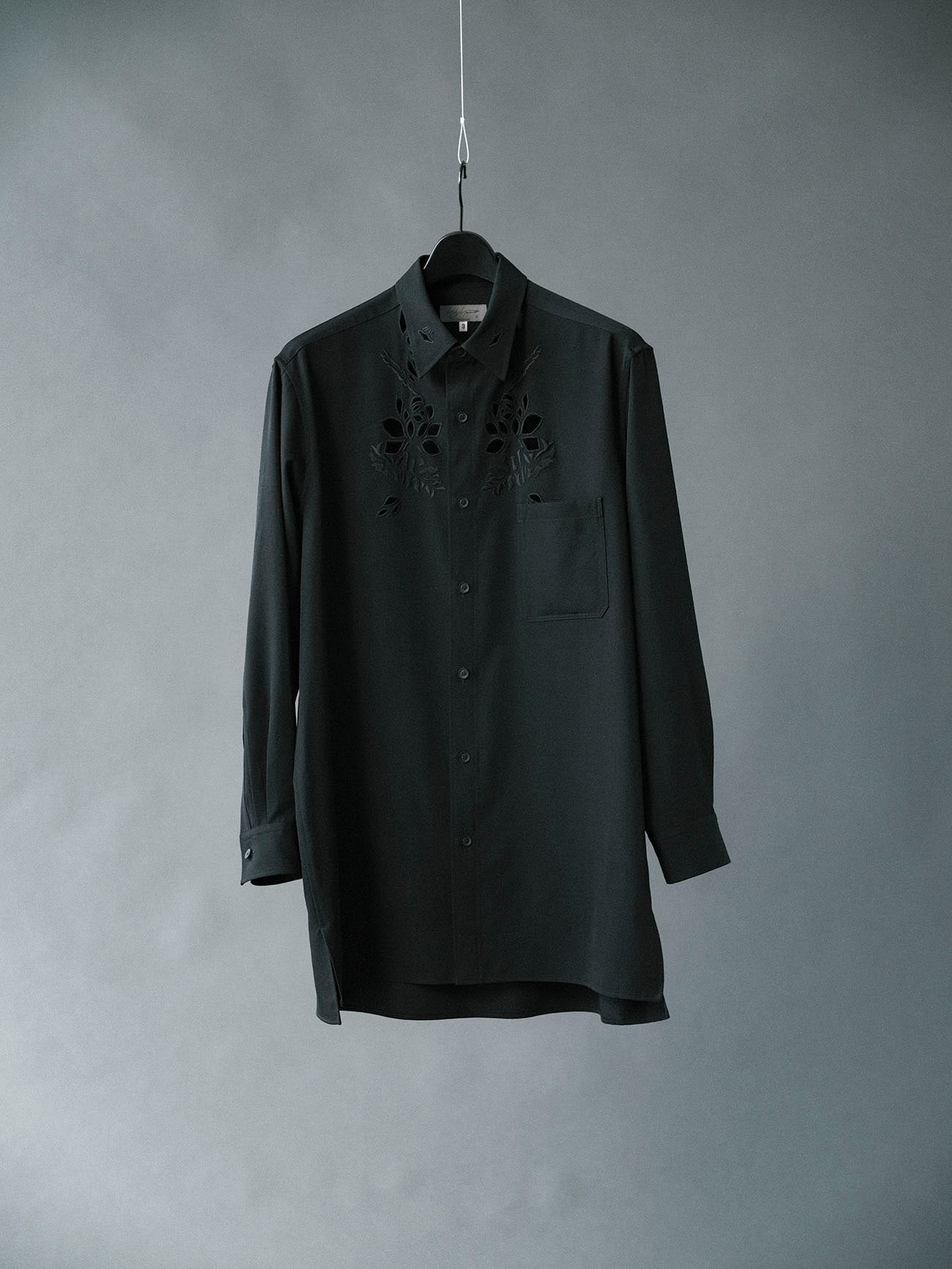 WOOL GABARDINE CUTWORK EMBROIDERY BLOUSE