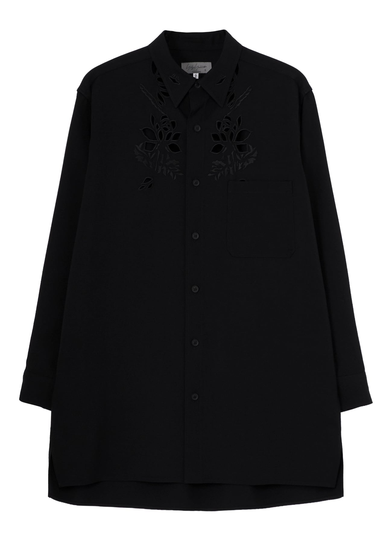 WOOL GABARDINE CUTWORK EMBROIDERY BLOUSE