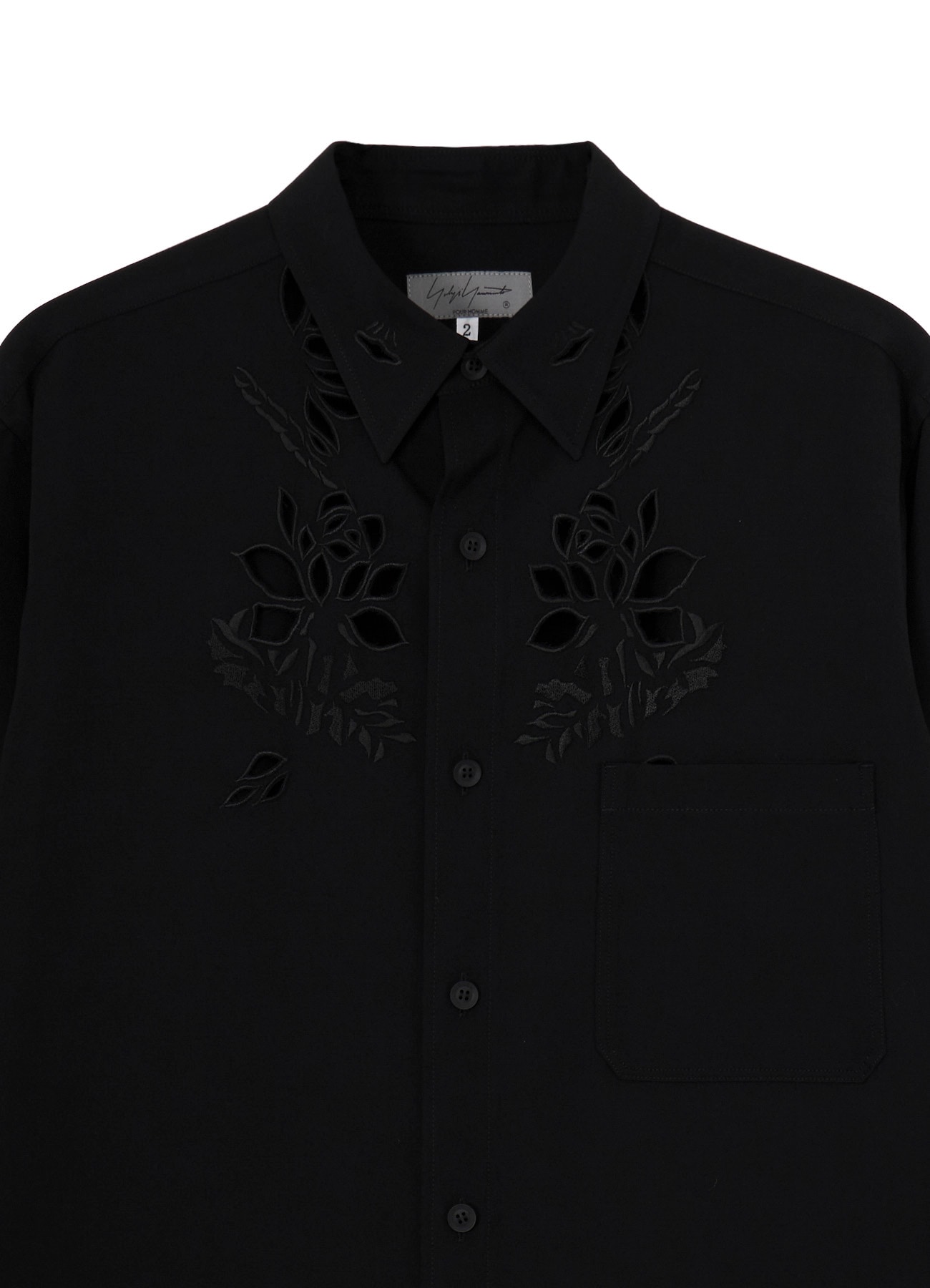 WOOL GABARDINE CUTWORK EMBROIDERY BLOUSE