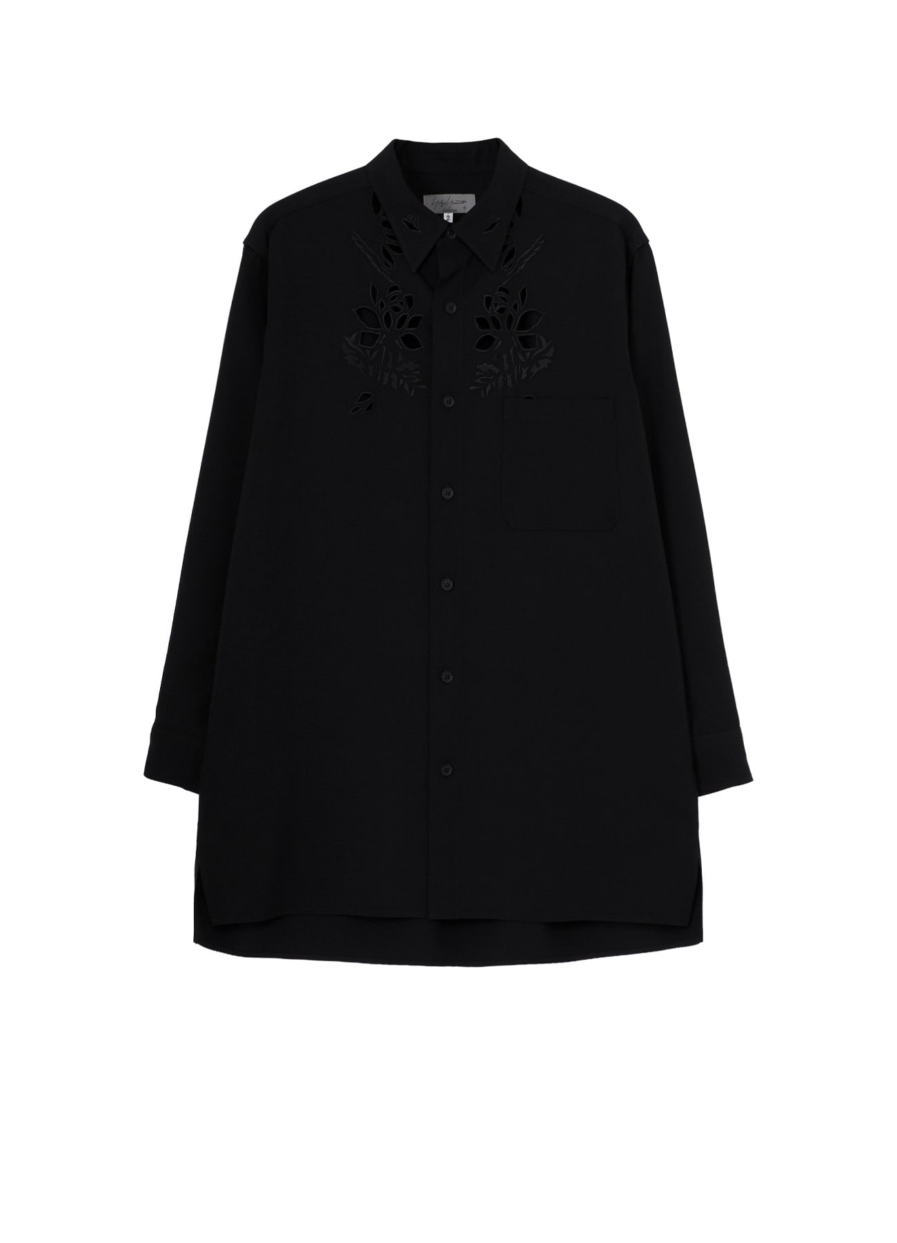 WOOL GABARDINE CUTWORK EMBROIDERY BLOUSE