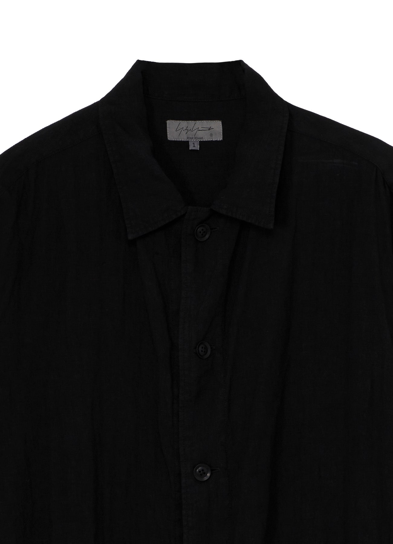 GARMENT-DYED LINEN SHIRT COAT(M Black): Yohji Yamamoto POUR HOMME