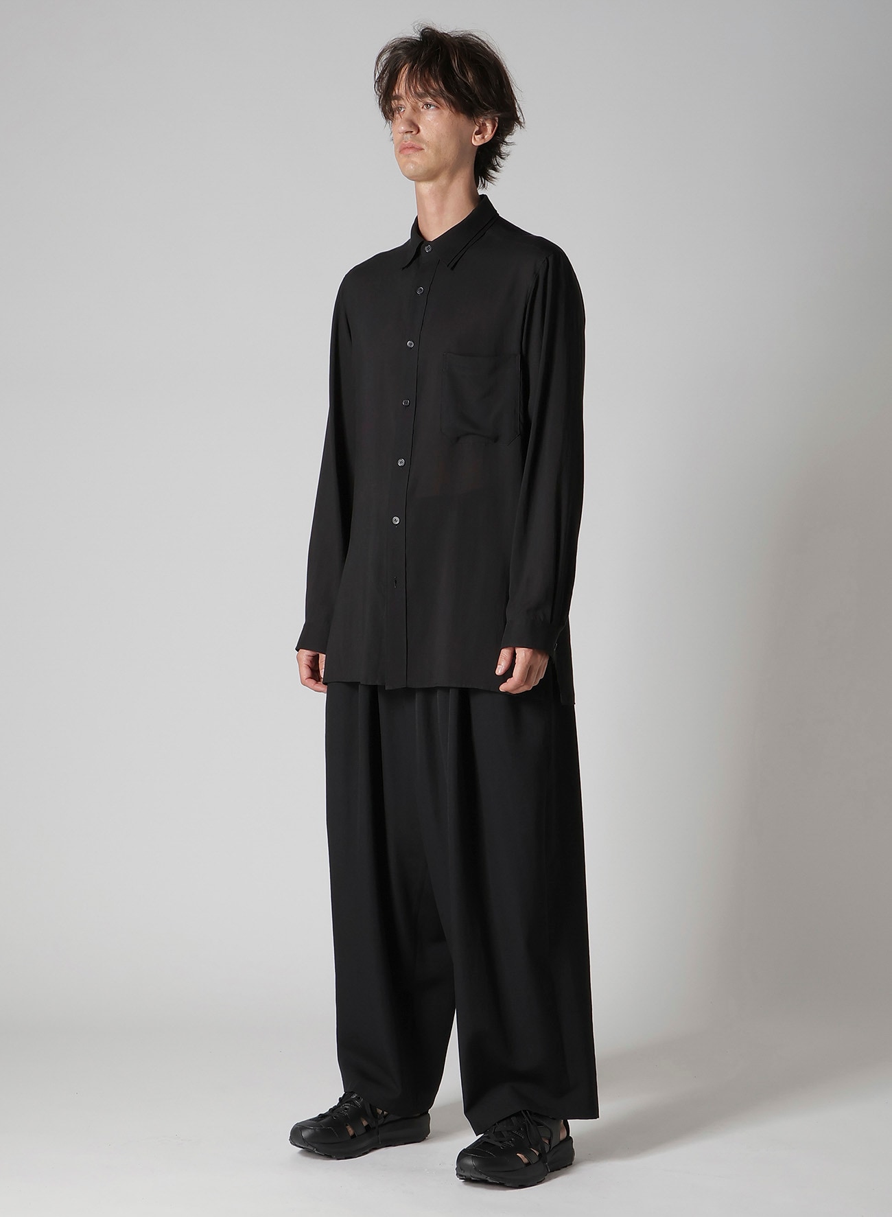 CELLULOSE LAWN DOUBLE COLLAR BLOUSE