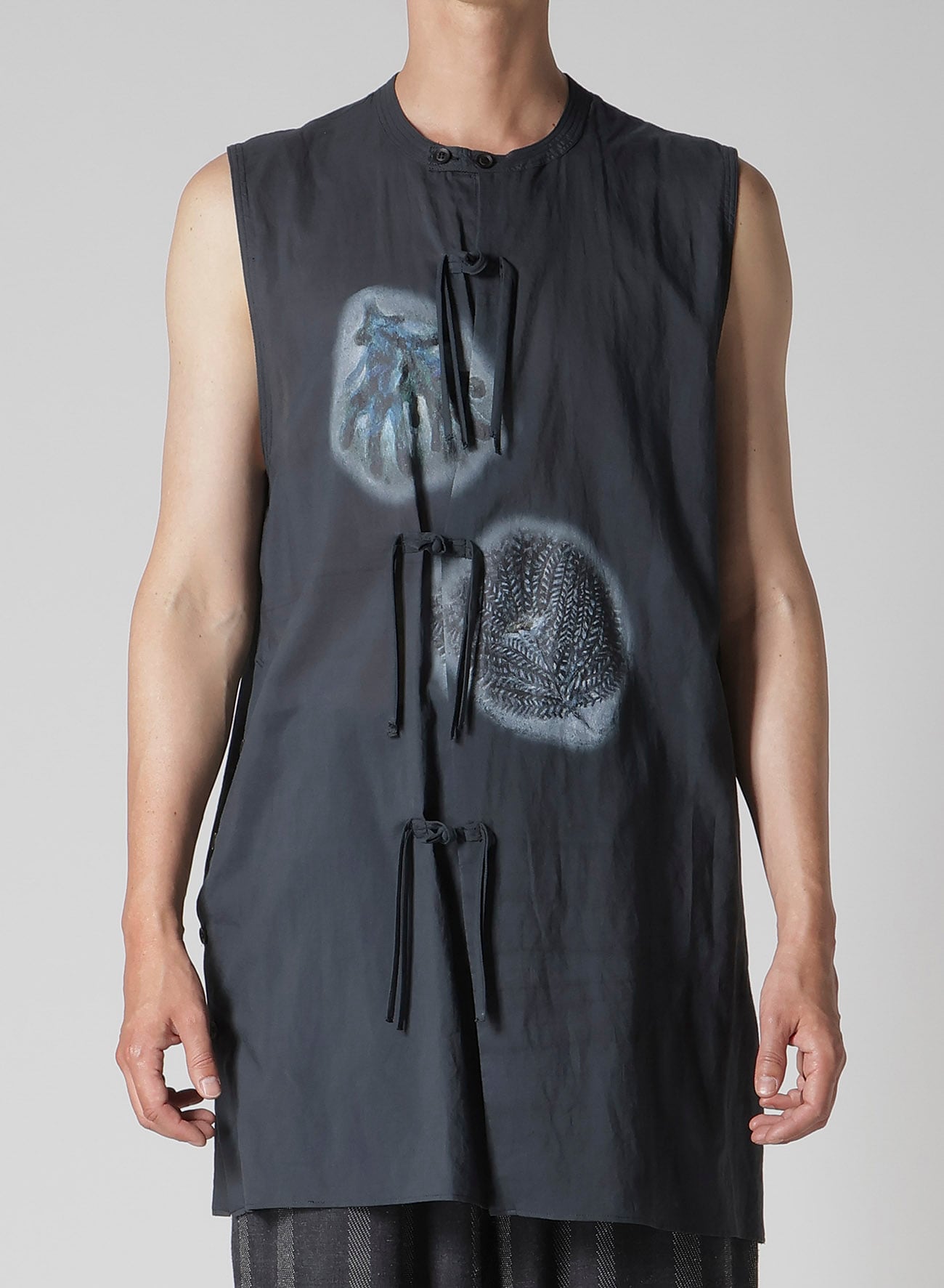 JACQUARD COTTON LAWN CORAL SLEEVELESS BLOUSE