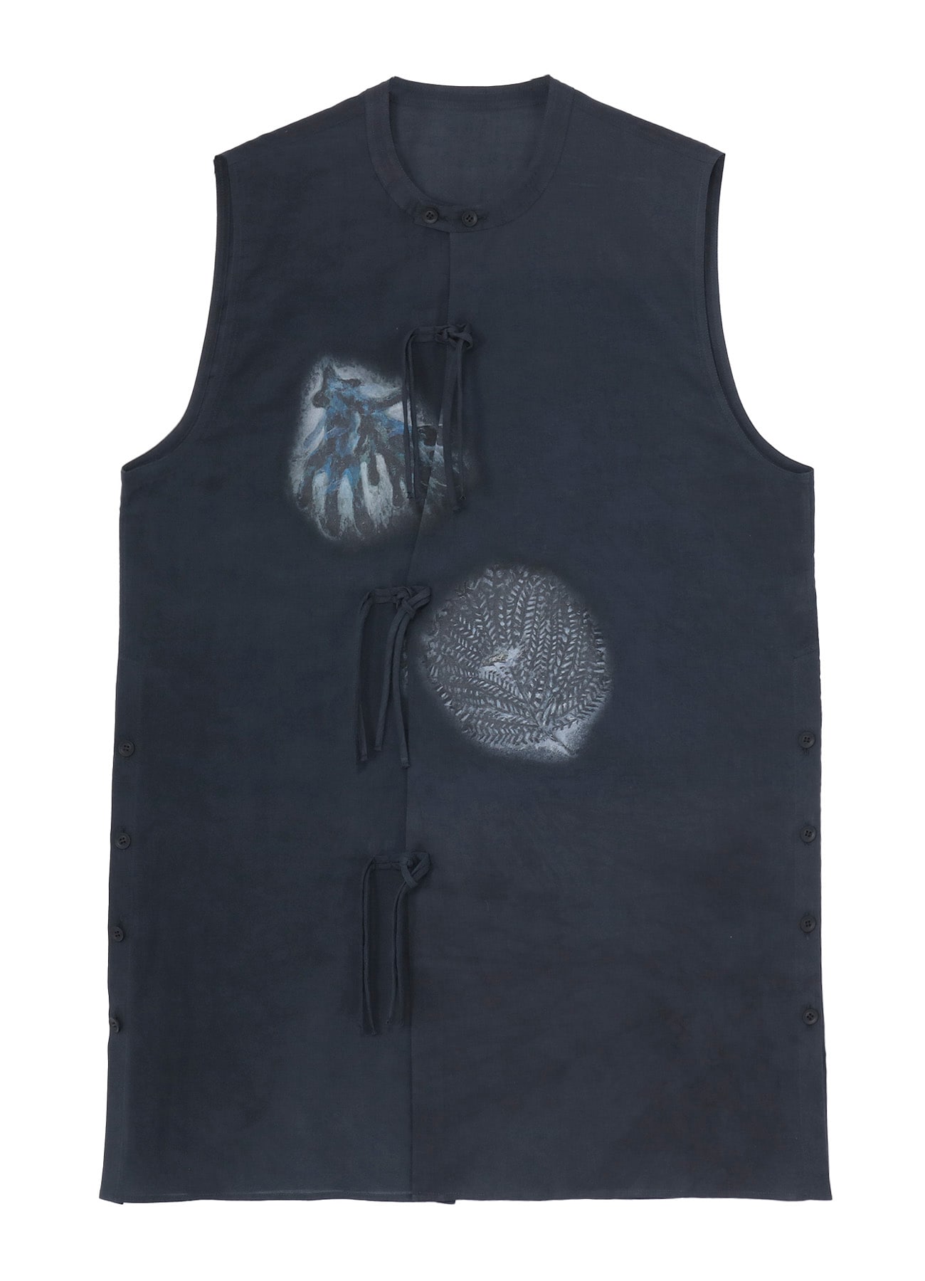 JACQUARD COTTON LAWN CORAL SLEEVELESS BLOUSE